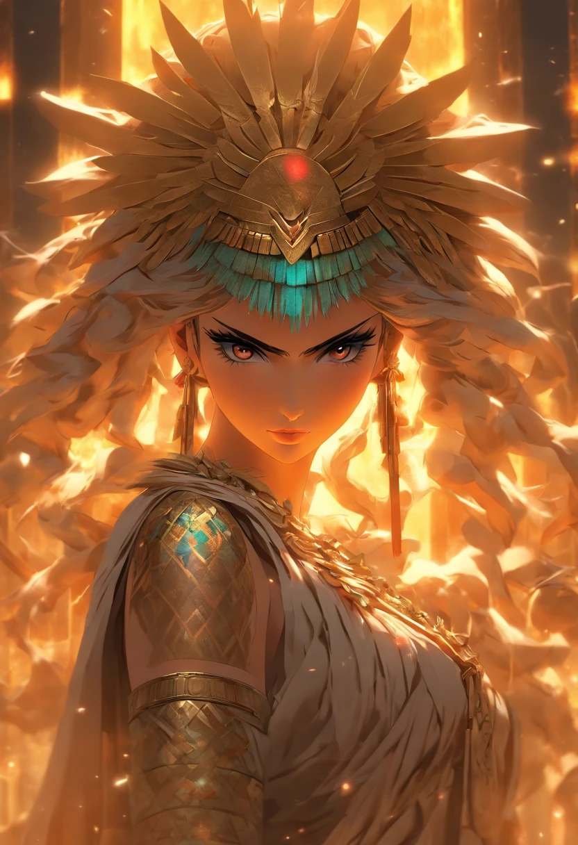 (((INANA))) best quality, ultra-high resolution, 4K detailed CG, masterpiece, The Goddess of WAR AND SEX, Sumerian clothing, Sumerian mythology, ((STANDING POSE)), Sumerian painting, aesthetics, centered on the screen