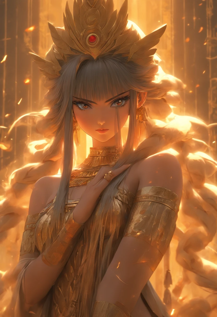 (((NINLIL)) best quality, ultra-high resolution, 4K detailed CG, masterpiece, young woman, Fertility Goddess, Sumerian clothing, Sumerian mythology, ((STANDING POSE)), Sumerian painting, aesthetic, screen-centered