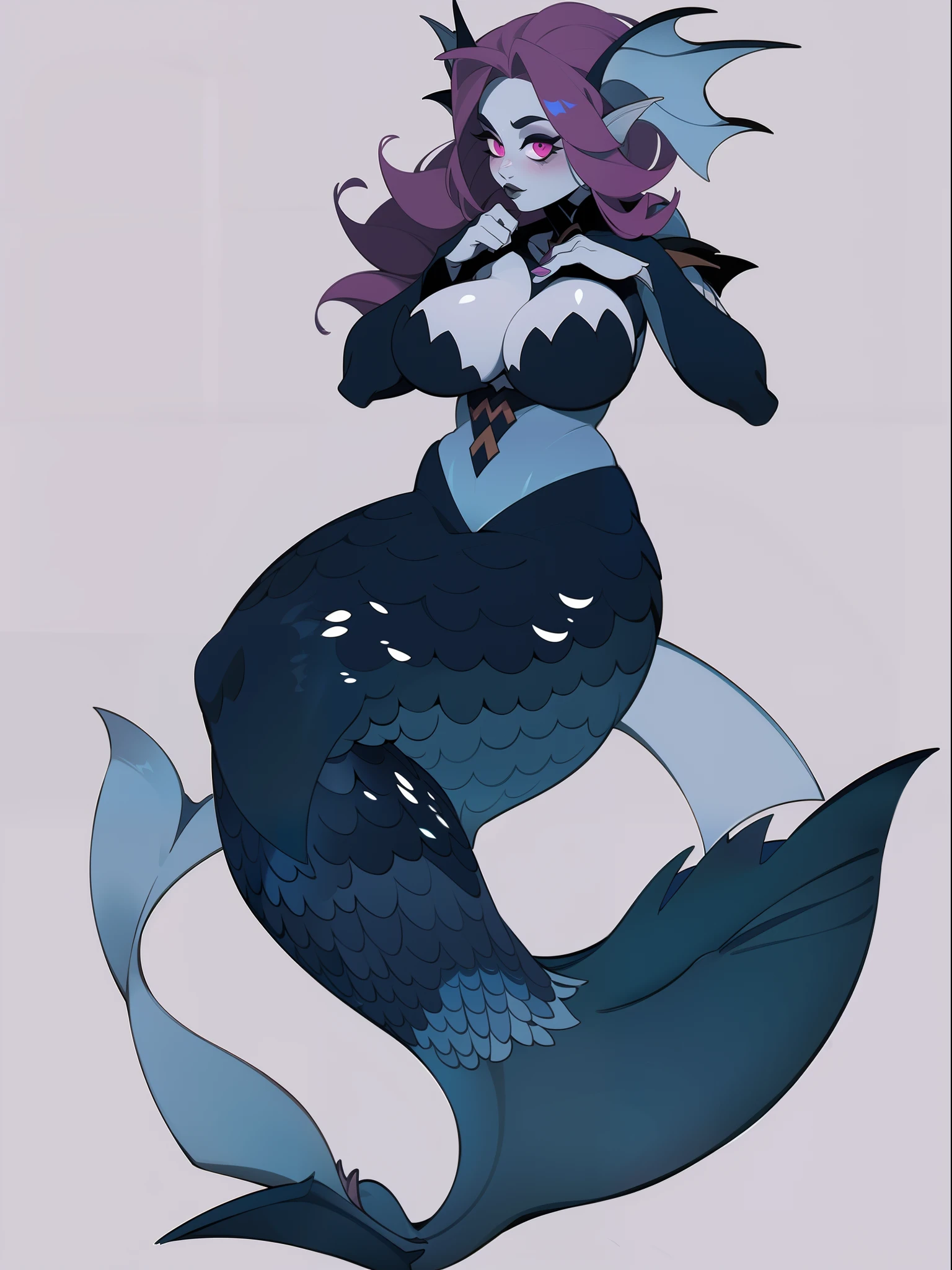 character concept adopt, female cute , ((gothic)), fullbody big boobs (witch), ((mermaid))