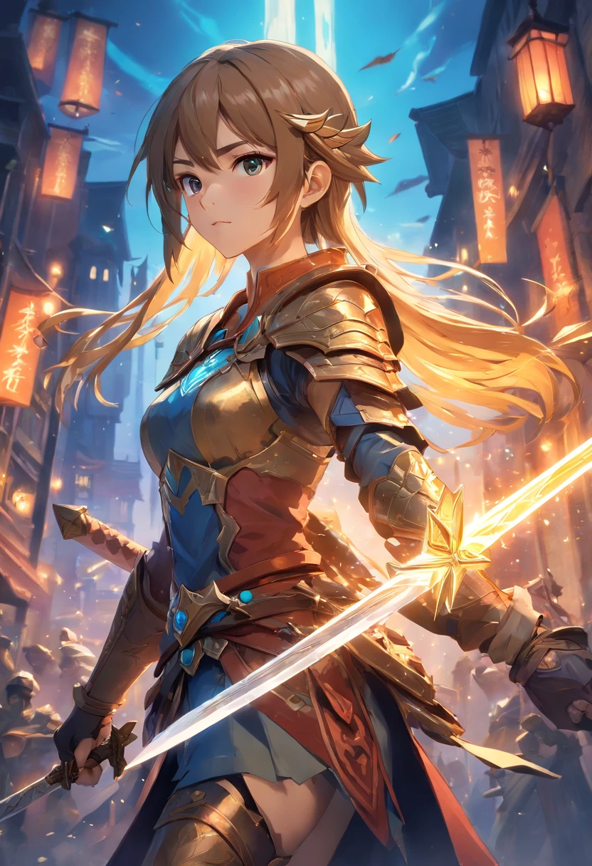 (a warrior with a sword set in fantasy MMORPG video games,ultra-realistic,film grain,cinematic color grading,detailed face,dramatic lighting),(best quality,4k,8k,highres,masterpiece:1.2),ultra-detailed,(realistic,photorealistic,photo-realistic:1.37),fantasy,MMORPG,video game,heroic,warrior,swordplay,intense action,epic battle,immersive environment,fierce expressions,weathered armor,majestic landscapes,enchanting world,mystical creatures,dangerous dungeons,treacherous quests,epic loot,spellbinding spells,magical effects,impressive special effects,multiplayer adventure,cooperative gameplay,exploration,medieval fantasy,legendary weapons,powerful abilities,dark forces,mythical beings,hero's journey,sword mastery,legendary hero,chosen one,thrilling boss fights,final showdown,ultimate triumph,unforgettable gaming experience,film-like visual effects,fantastic lighting effects,enigmatic atmosphere,grandiose set pieces,vibrant colors,dynamic composition,extreme attention to detail,detailed face and expressions,impeccable facial features,beautiful eyes,expressive eyebrows,intense gaze,sharply defined jawline,proud and determined look,bearded or clean-shaven,elaborate armor design,ornate sword,elven insignia,magical runes,stunning cinematic shots,slow-motion sequences,epic soundtrack,dramatic sound effects,film grain for added realism,cinematic color grading with rich tones,captivating storytelling.