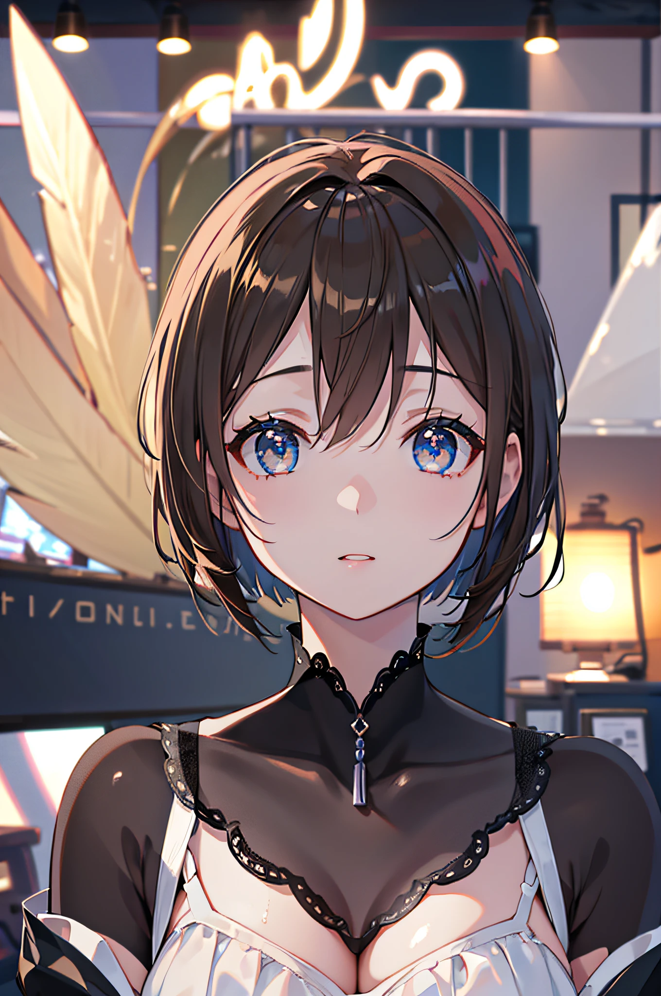 top-quality、8K Masterpiece、超A high resolution、(Photorealsitic:1.3)、Raw photo、女の子1人、Short bob with brown hair、glowy skin、1 super beautiful college girl、((super realistic details))、portlate、globalillumination、Shadow、octan render、8K、ultrasharp、highly intricate detail、Realistic light、CGSoation Trends、Beautiful eyes、radiant eyes、Facing the camera、