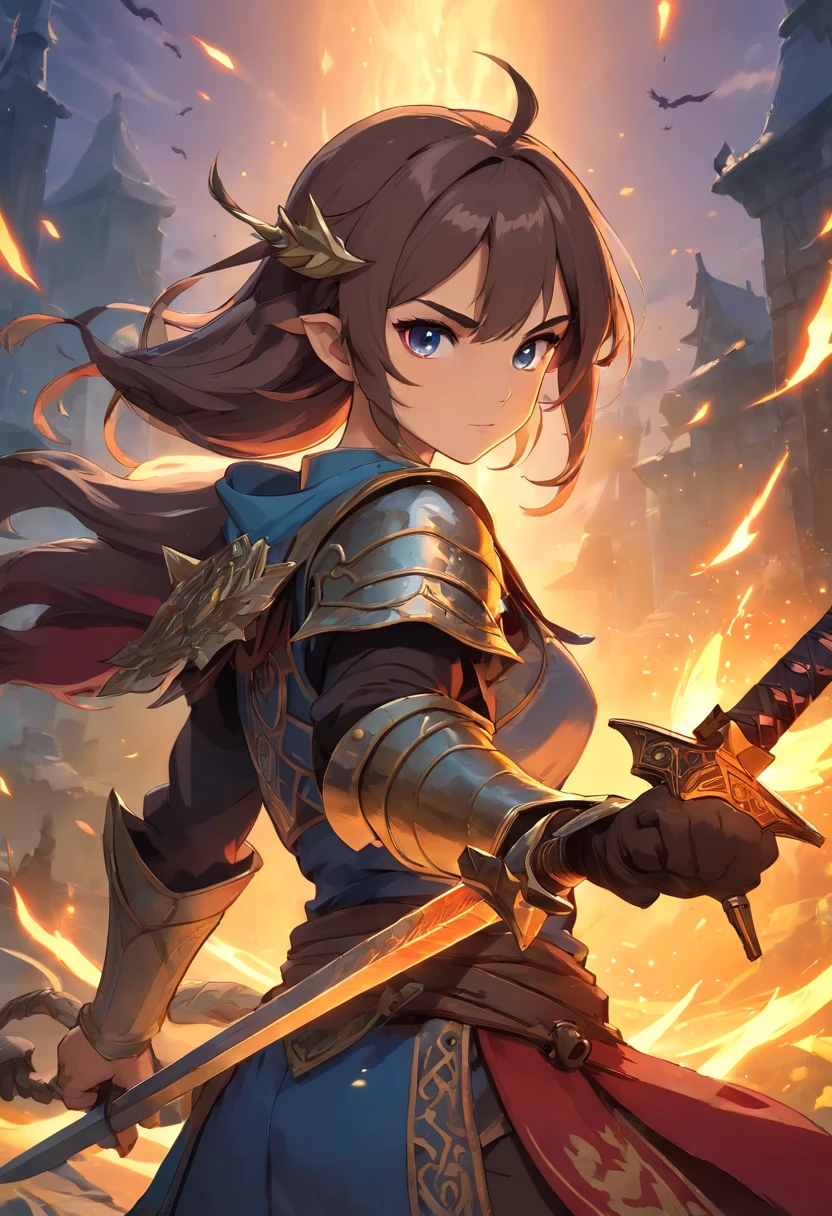 (a warrior with a sword set in fantasy MMORPG video games,ultra-realistic,film grain,cinematic color grading,detailed face,dramatic lighting),(best quality,4k,8k,highres,masterpiece:1.2),ultra-detailed,(realistic,photorealistic,photo-realistic:1.37),fantasy,MMORPG,video game,heroic,warrior,swordplay,intense action,epic battle,immersive environment,fierce expressions,weathered armor,majestic landscapes,enchanting world,mystical creatures,dangerous dungeons,treacherous quests,epic loot,spellbinding spells,magical effects,impressive special effects,multiplayer adventure,cooperative gameplay,exploration,medieval fantasy,legendary weapons,powerful abilities,dark forces,mythical beings,hero's journey,sword mastery,legendary hero,chosen one,thrilling boss fights,final showdown,ultimate triumph,unforgettable gaming experience,film-like visual effects,fantastic lighting effects,enigmatic atmosphere,grandiose set pieces,vibrant colors,dynamic composition,extreme attention to detail,detailed face and expressions,impeccable facial features,beautiful eyes,expressive eyebrows,intense gaze,sharply defined jawline,proud and determined look,bearded or clean-shaven,elaborate armor design,ornate sword,elven insignia,magical runes,stunning cinematic shots,slow-motion sequences,epic soundtrack,dramatic sound effects,film grain for added realism,cinematic color grading with rich tones,captivating storytelling.