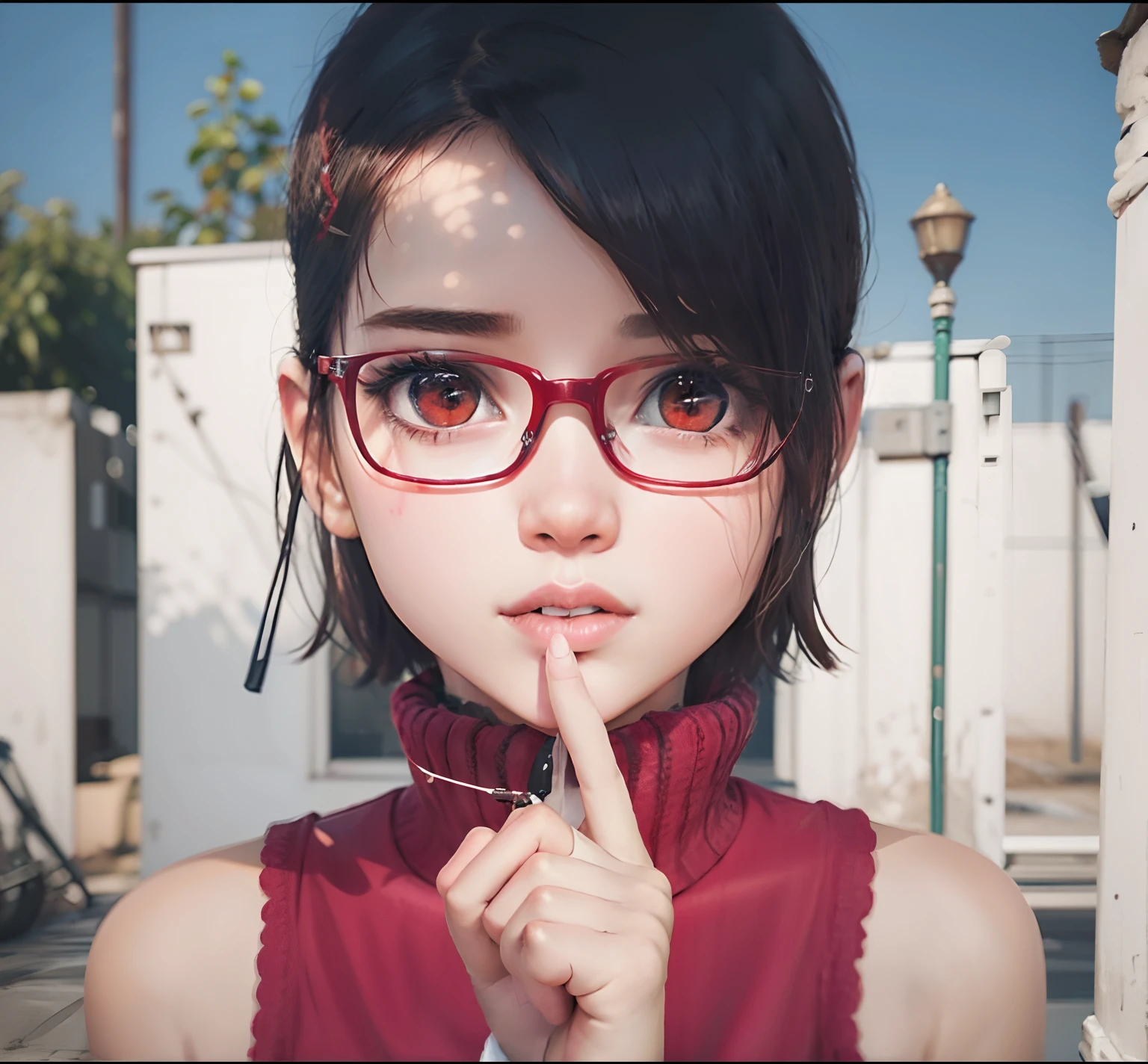 1girl, red clothes, beautifull, shorthair