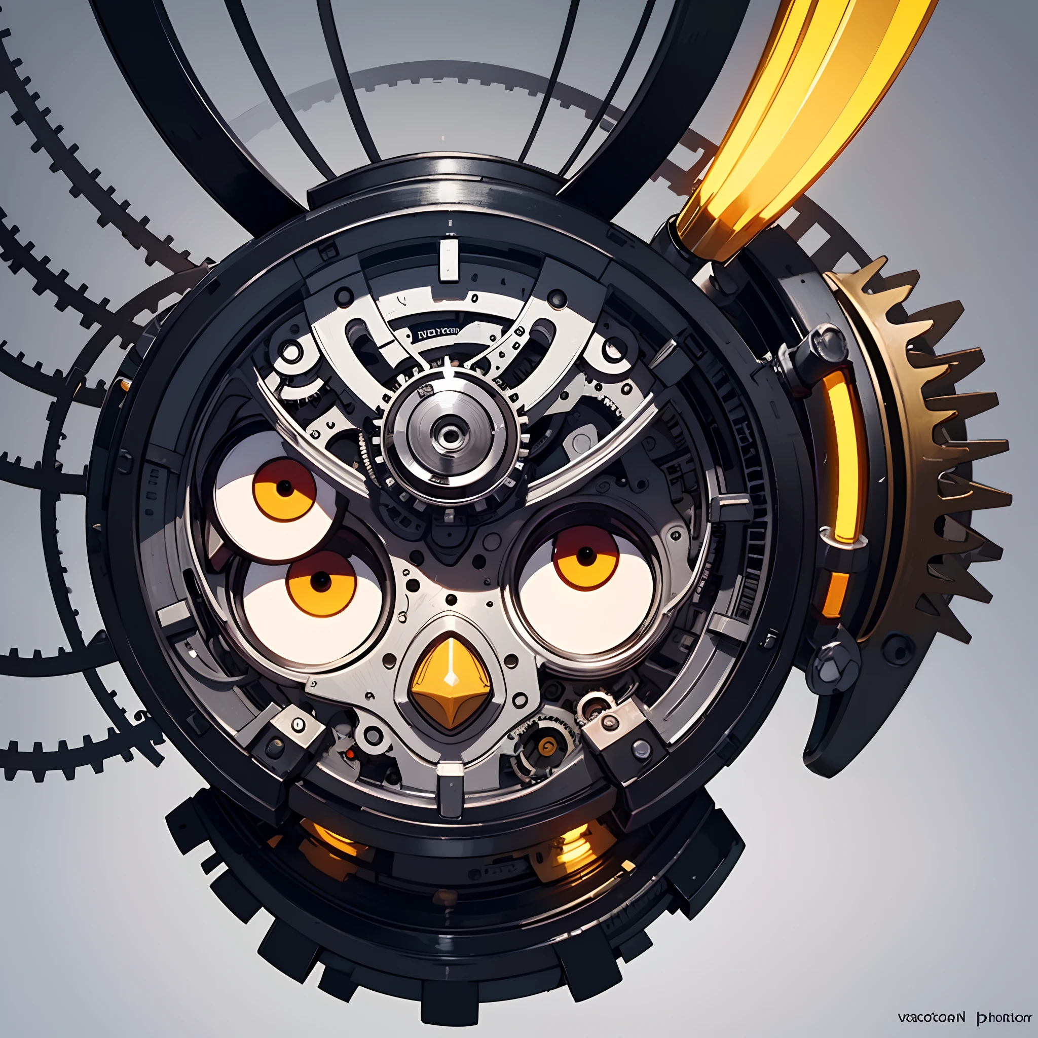 Portrait of an owl, steampunk, mechanical, colorful, illustration, highly detailed, simple, smooth, and clean vector, no jagged lines, vector art, smooth, made all with grey colored gears inspired by future technology