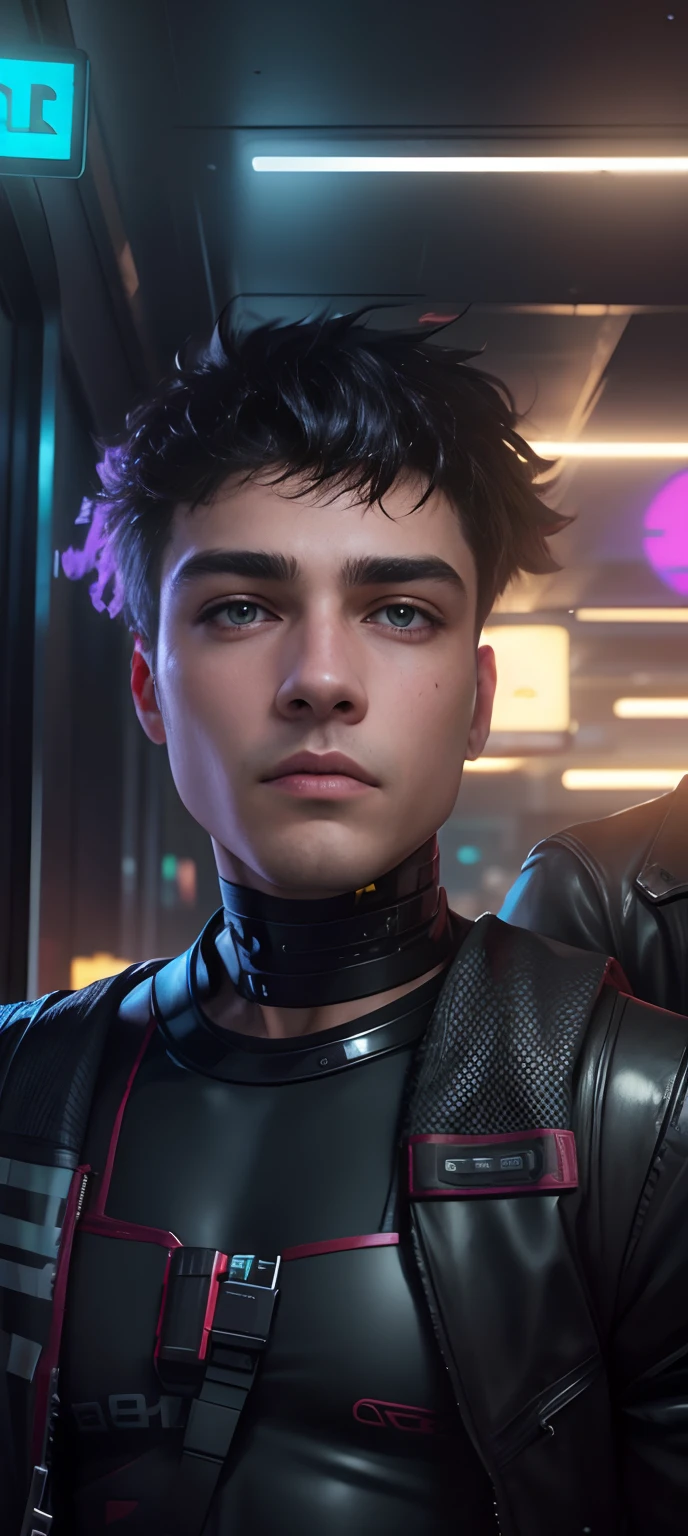 Change background cyberpunk handsome boy, reallstic face, 8k, ultra realistic,