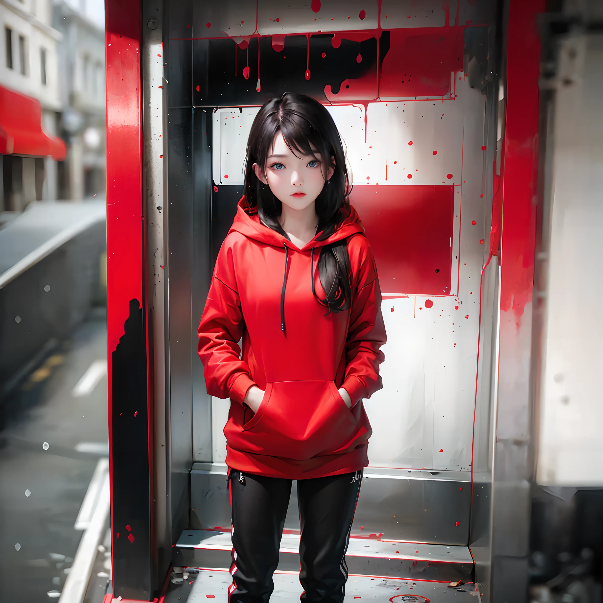 ((top-quality)), (((masterpiece)), (detaileds: 1.4), 3D, Beautiful Cyberpunk Woman Image, bob cuts, Broken black tights, leather clothes, Electromechanical, nffsw(HighDynamicRange), Ray traching, NVIDIA RTX, Hyper-Resolution, Unreal 5, Sub-surface scattering, PBR Texture, Postprocess, Anisotropy Filtering, depth of fields, Maximum sharpness and acutance, Multilayer Texture, Albedo and Highlight Maps, Surface Coloring, Accurate simulation of light-material interactions, perfectly proportions、octane renderings、two tone lighting、Large aperture、Low ISO、White Balance、thirds rule、8K Raw、masterpiece、top-quality、(8k extremely detailed CG unit wallpaper)(top-quality)、(The best illustrations)、(Best Shadows), blue eyes, long hair, hoodie