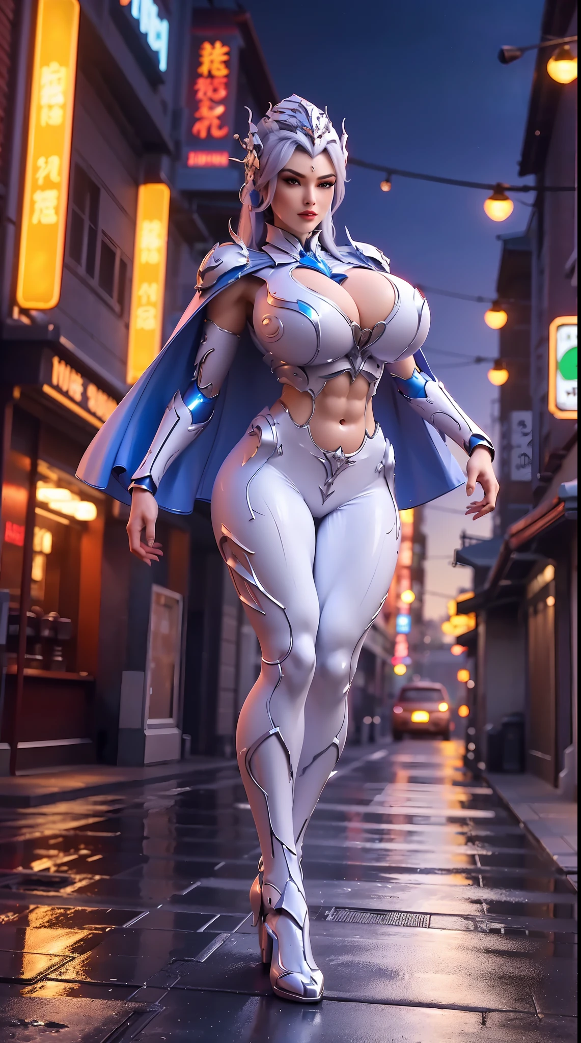 BEST QUALITY, (PHOTOREALISTIC:1.2), HYPER-RESOLUTION,1GIRL, SOLO, (DRAGON QUEEN HELM), (HUGE FAKE BOOBS:1.3), (FUTURISTIC MECHA CROP TOP, EMPRESS CAPE, CLEAVAGE:1.4), (SKINTIGHT YOGA PANTS, HIGH HEELS:1.2), (GLAMOROUS BODY, MUSCLE ABS, LONG LEGS, FULL BODY VIEW:1.5), (LOOKING AT VIEWER:1.5), (WALKING DOWN STREET CYBER NIGHT CITY:1.2), ULTRA HIGHT DEFINITION, 8K, 1080P.