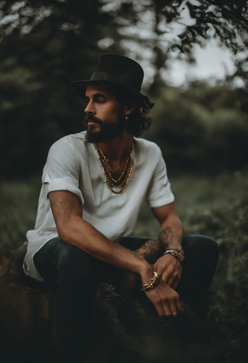um homem velho com vestimentas grunge
