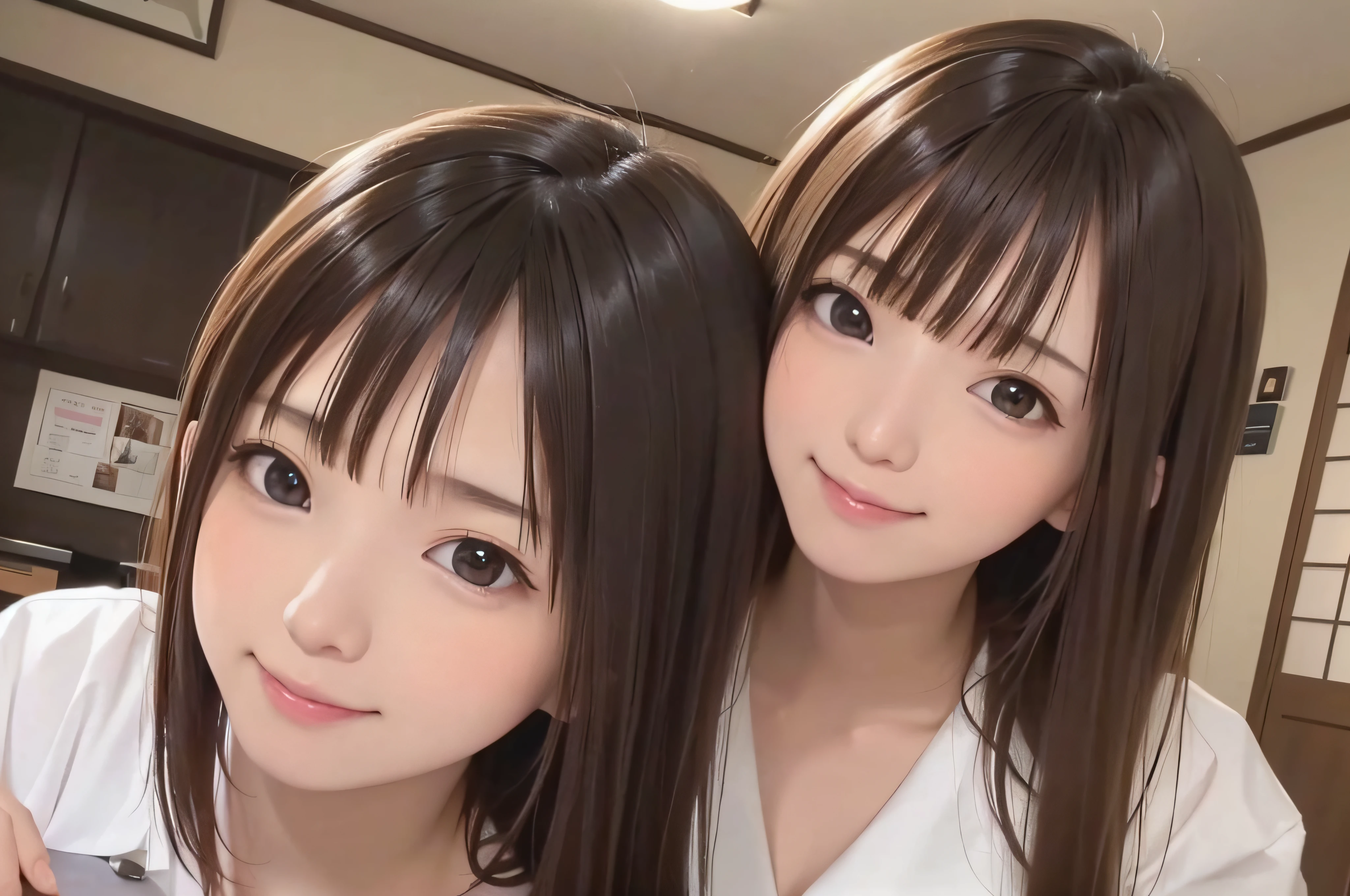 18year old、A smile、brown haired、beautidful eyes、real looking skin、hi-school girl、small tits、(8K、masterpiece)、(reallistic、Photorealsitic)、top-quality、ighly detailed、The ultra-detailliert、Beautie、cute little、japanes、Idol