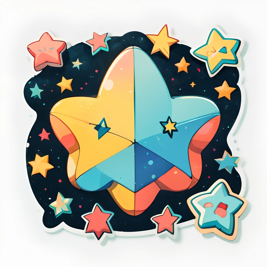 1 sticker, (stickers, stars), watercolor, white background, simple background, minimal, tiny, pastel color, vector style, no gradient,