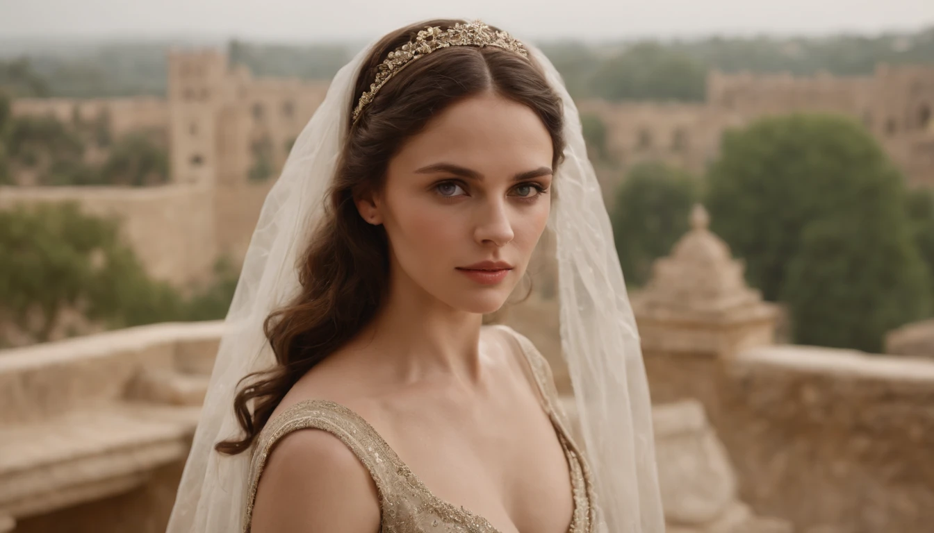 "Amidst the lavish palace, King David, in a moment of weakness, gazes upon the enchanting Bathsheba as she bathes on a rooftop. Their forbidden romance unfolds amidst a backdrop of palace intrigue, betrayal, and the consequences that follow."