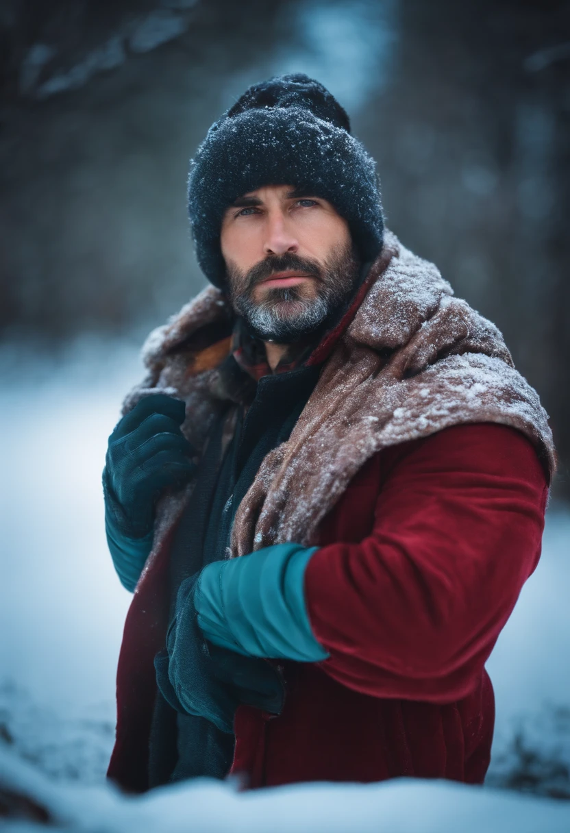 Man in cold looking pose