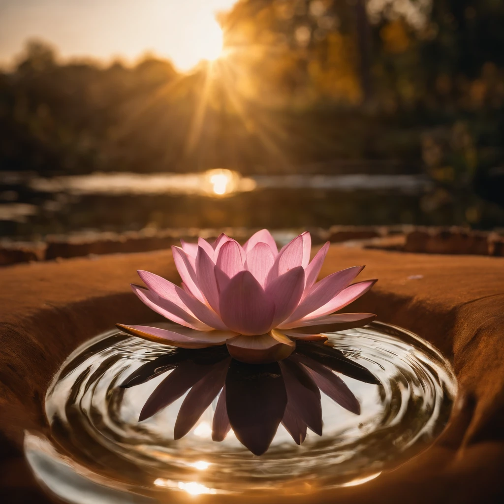 Lotus leaf, lotuses, Eau, zen feeling, (Chinese Courtyard 1.5), rays of sunshine, (The sun shines on the lotus), partial underwater shot, symetry, Polar opposites, Close-up, romanticism lain, OP Art, Contemporary art, Luminism, Cinematic lighting, Sparkle, god light, Ray tracing, hyper HD, retinas, Masterpiece, ccurate, Super detail, Anatomically correct, High details, High quality, Award-Awarded, Best quality, A high resolution, 16k