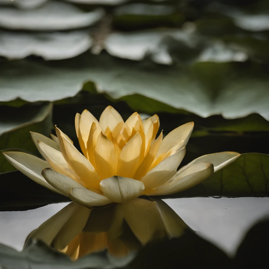 Lotus leaf, lotuses, Eau, zen feeling, (Chinese Courtyard 1.5), rays of sunshine, (The sun shines on the lotus), partial underwater shot, symetry, Polar opposites, Close-up, romanticism lain, OP Art, Contemporary art, Luminism, Cinematic lighting, Sparkle, god light, Ray tracing, hyper HD, retinas, Masterpiece, ccurate, Super detail, Anatomically correct, High details, High quality, Award-Awarded, Best quality, A high resolution, 16k