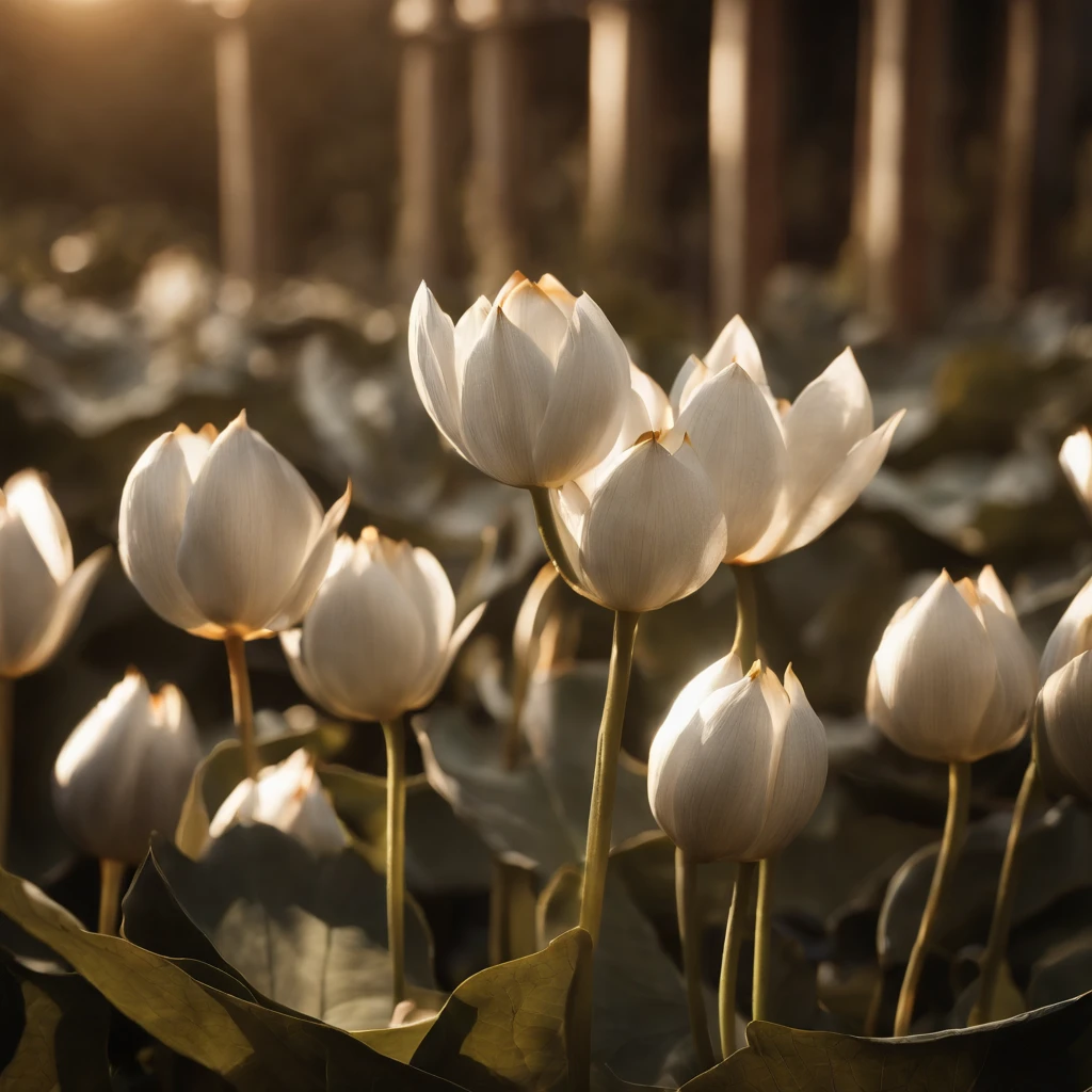 Lotus leaf, lotuses, Eau, zen feeling, (Chinese Courtyard 1.5), rays of sunshine, (The sun shines on the lotus), partial underwater shot, symetry, Polar opposites, Close-up, romanticism lain, OP Art, Contemporary art, Luminism, Cinematic lighting, Sparkle, god light, Ray tracing, hyper HD, retinas, Masterpiece, ccurate, Super detail, Anatomically correct, High details, High quality, Award-Awarded, Best quality, A high resolution, 16k