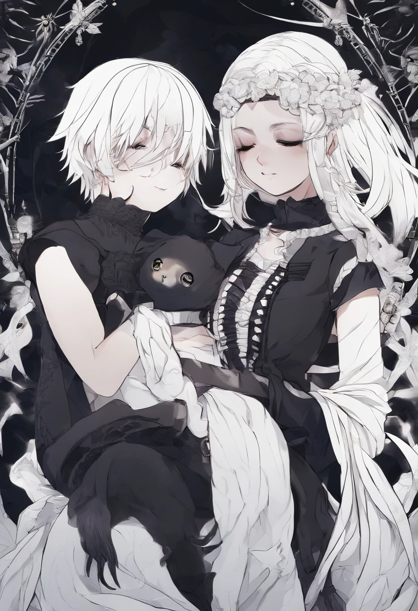 Kiki Kakashi holds an injured brunette girl。Kiki Kakashi wears a black mask,The girl closed her eyes。