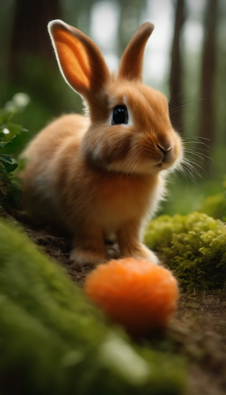 Adorable creatures，Similar to a rabbit and carrot mix, Adorable, Cute, Furry, Fluffy, forest, Usada Pekora