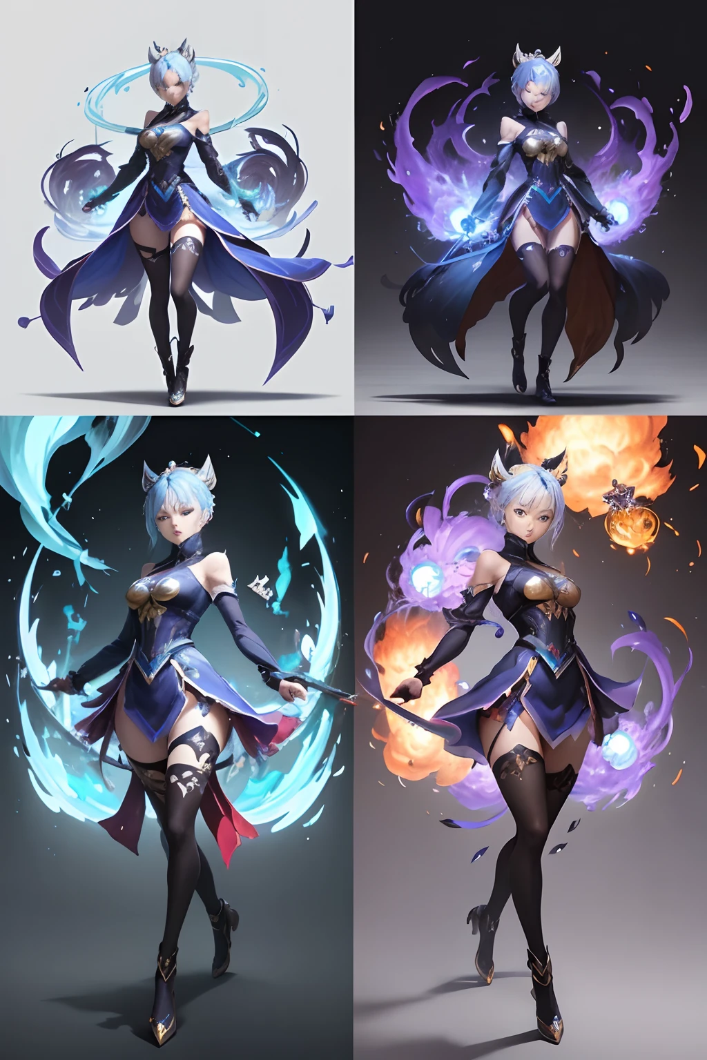 1人, reference sheet,Ability to manipulate multiple elements at the same time。She holds a special elemental sword,It is possible to switch the attack power of different elements in battle,And unleash powerful combo skills. (Masterpiece:1.2), (Best quality:1.3),Multiple views of the same character in the same outfit