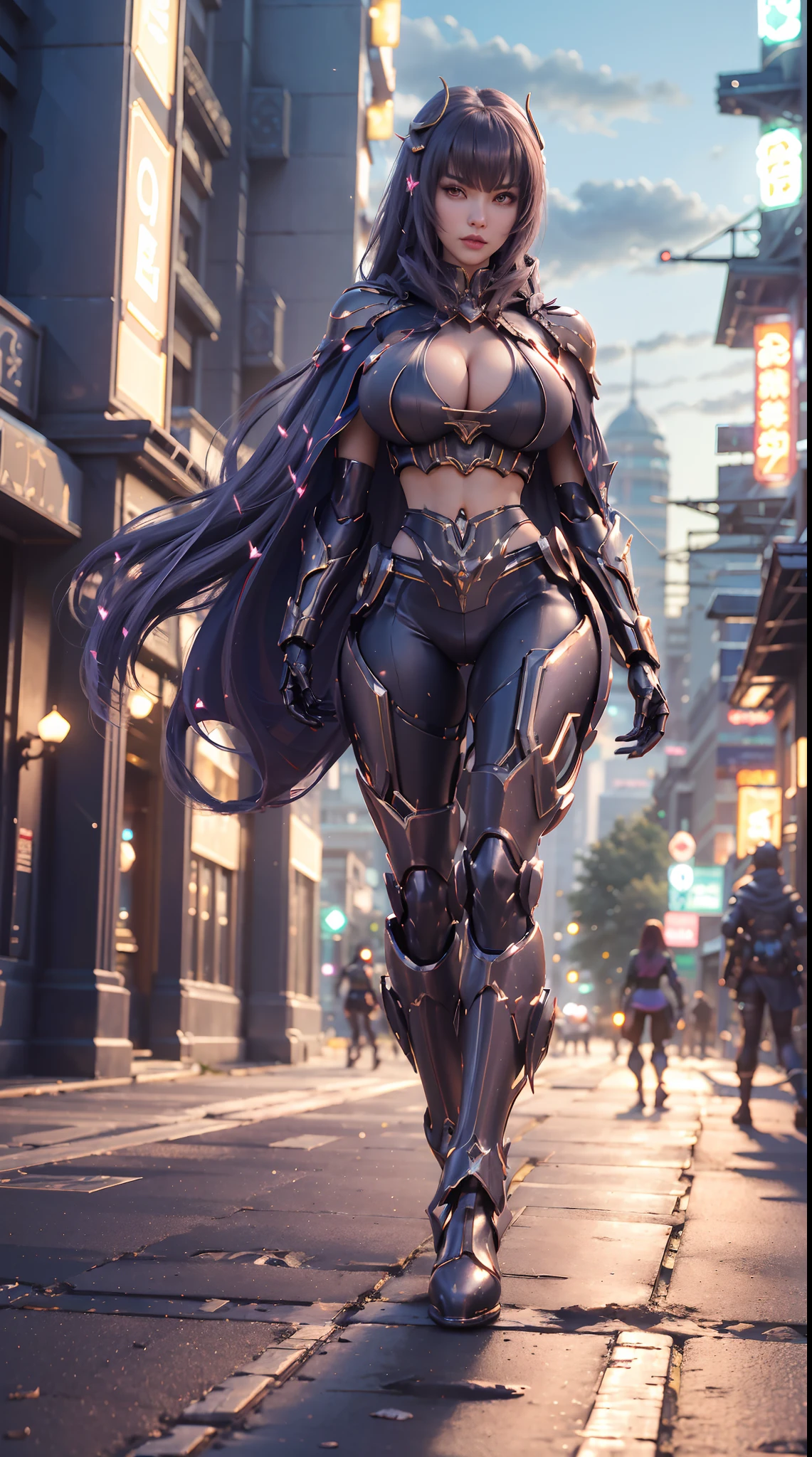 BEST QUALITY, (PHOTOREALISTIC:1.2), HYPER-RESOLUTION,1GIRL, SOLO, (DRAGON QUEEN HELM), (HUGE FAKE BOOBS:1.3), (FUTURISTIC MECHA CROP TOP, EMPRESS CAPE, CLEAVAGE:1.4), (SKINTIGHT YOGA PANTS, HIGH HEELS:1.2), (GLAMOROUS BODY, MUSCLE ABS, LONG LEGS, FULL BODY VIEW:1.2), (LOOKING AT VIEWER:1.5), (WALKING DOWN STREET CYBER NIGHT CITY:1.2), ULTRA HIGHT DEFINITION, 8K, 1080P.