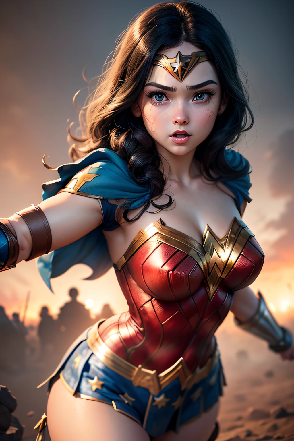 a cute little wonder woman pixar style , master piece, hyper realistic, uhd, 32k