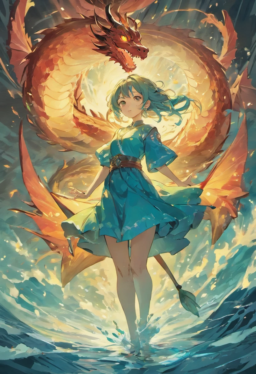 Design dragons inspired by nature and elements. Build a dragon that embodies the power of wind and water, with a flowing, Fluid lines and air, Gentle presence, T-shirt design.