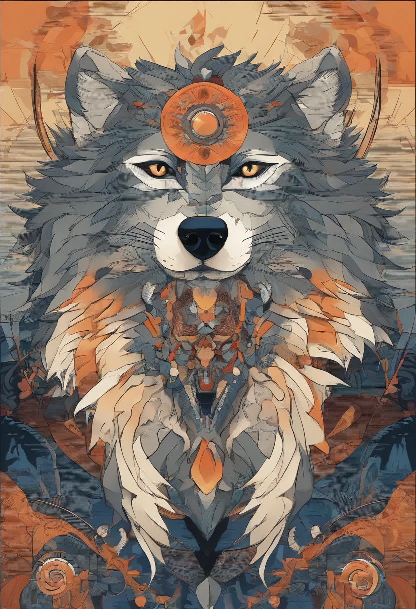 A highly detailed and intricate wolf in an anthro style, illuminated by the warm light of a sunset. The wolf's fur is realistically rendered with vibrant colors, capturing every strand and texture. The sunset creates a captivating backdrop, with the soft light casting beautiful shadows and highlights on the wolf's form. Lightwave effects add a touch of magic to the scene, enhancing the atmosphere and giving the wolf a mystical presence. The wolf's gaze is intense and captivating, with piercing eyes that exude intelligence and a hint of mystery. The composition highlights the wolf's elegance and grace, evoking a sense of awe and wonder. The overall mood is serene and peaceful, inviting viewers to immerse themselves in the enchanting world of this majestic creature.