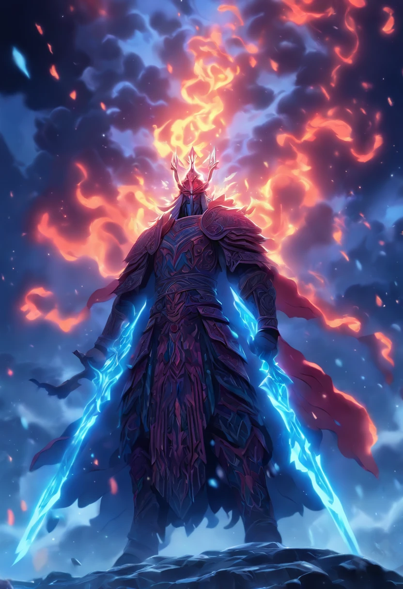 (((PERUN))) best quality, ultra-high resolution, 4K detailed CG, masterpiece, god of the storm, Slavic clothing, Slavic mythology, ((STANDING POSE)), Slavic painting style, aesthetic, centered on the screen