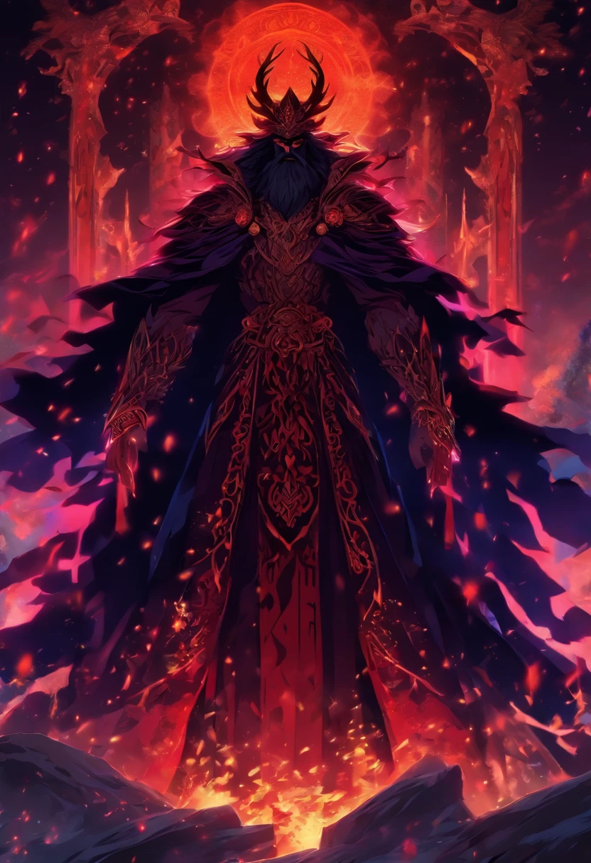 (((VELES))) best quality, ultra-high resolution, 4K detailed CG, masterpiece, The Earth God, bearded,Slavic clothing, Slavic mythology, ((STANDING POSE)), Slavic painting style, aesthetic , centered on the screen