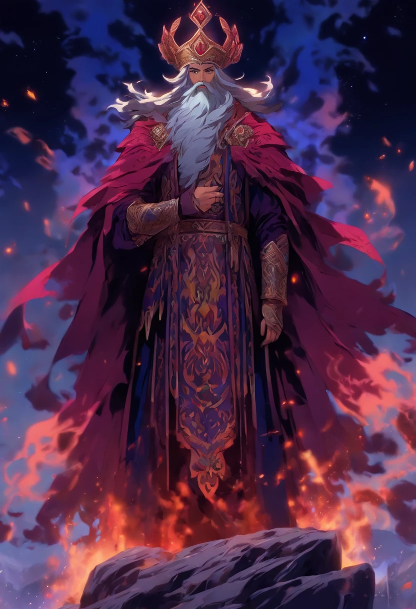(((VELES))) best quality, ultra-high resolution, 4K detailed CG, masterpiece, The Earth God, bearded,Slavic clothing, Slavic mythology, ((STANDING POSE)), Slavic painting style, aesthetic , centered on the screen