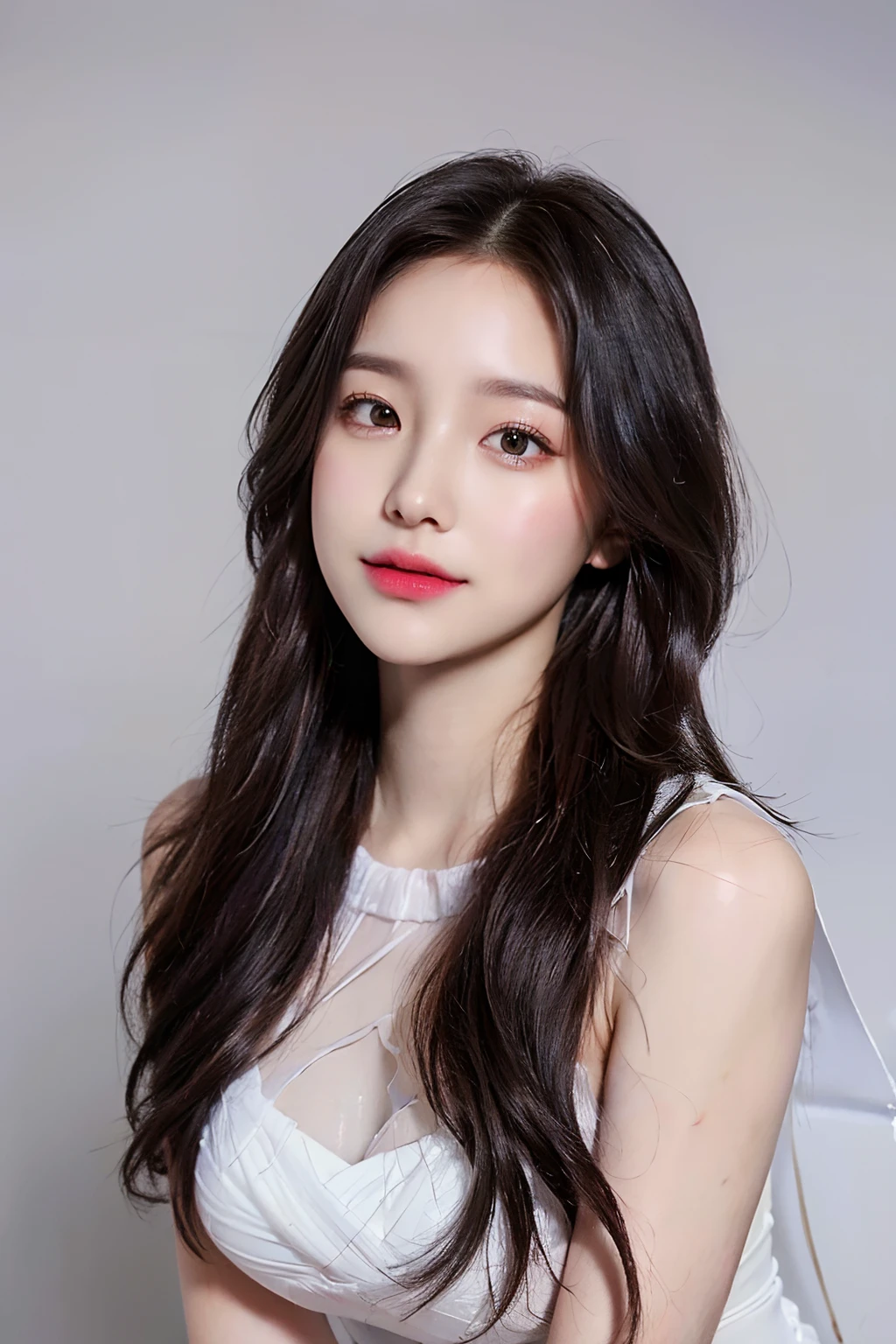 photo of a 18 y.o girl, beautiful vintage color, instagram (photorealistic, high resolution:1.4), ((puffy eyes)), looking at viewer, , full body (8k, RAW photo, best quality, masterpiece:1.2), (realistic, photo-realistic:1.37), (sharp focus:1.2), professional lighting, photon mapping, radiosity, physically-based rendering, (pale skin:1.2), (medium breasts:1.2), looking at viewer, (middle hair:1.5), portrait, purple eyes, (sliver hair:1.1), bangs, (simple background:1.4), solo, upper body, realistic, (masterpiece:1.4), (best quality:1.4), (shiny skin), fashion girl, makeup, smile(skinny, closed mouth,shy:1.3), (sheer sun dresses:1.5513), (standing:1.1), medium bust, sexy pose, {NSFW:1.2},