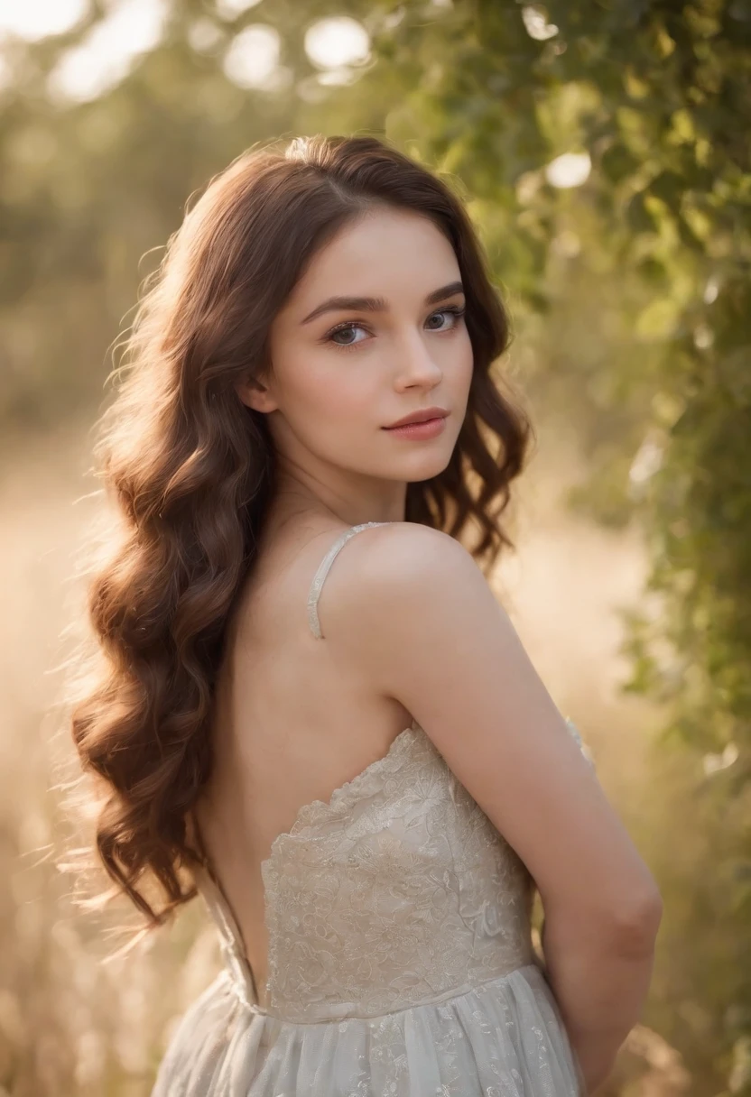 20yr old，Pretty girl，largeeyes，Naturally curly long hair，shift dresses，Disney-Pixar Style，Atmospheric film style，Super HD