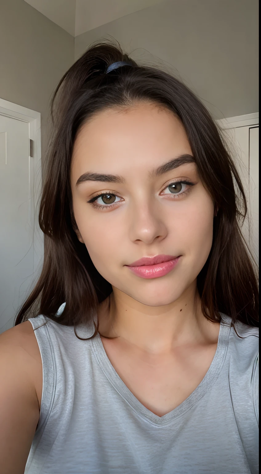 Hyper realistic,A young girl ,solo , selfie photo,glow on face,