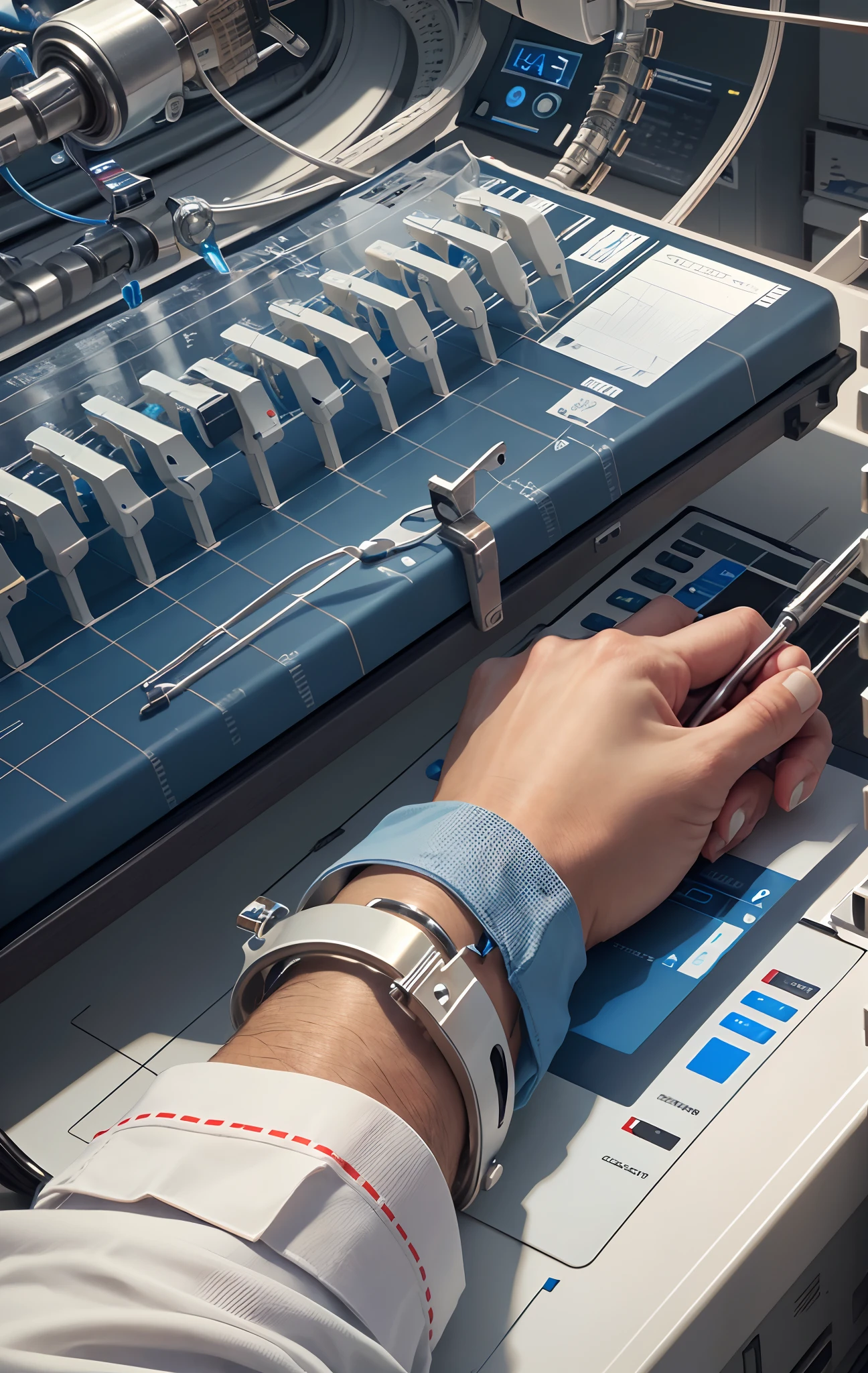 **Close up of hands of neurosurgeon operating on a patient with an instrument in the operating room.** --auto --s2