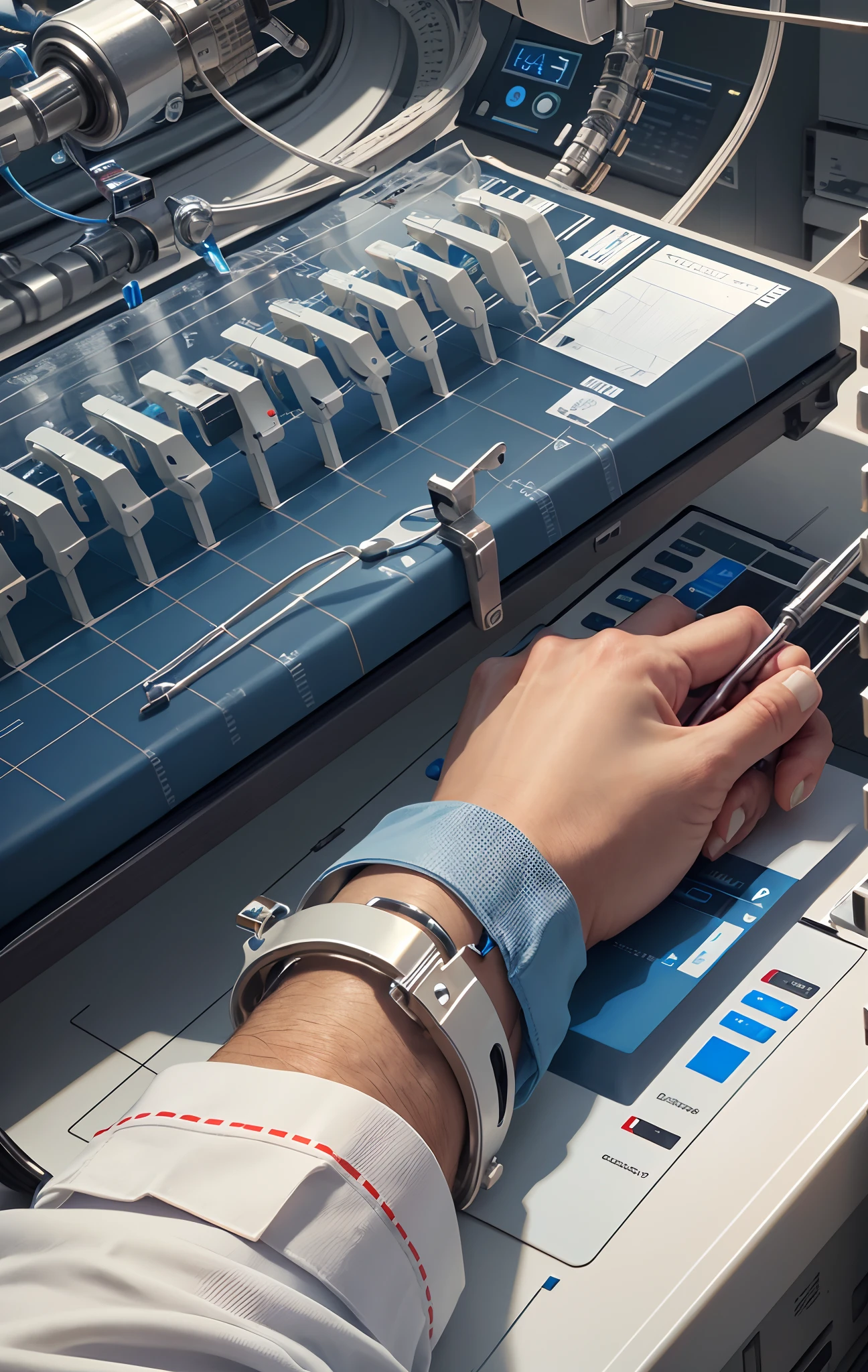 **Close up of hands of neurosurgeon operating on a patient with an instrument in the operating room.** --auto --s2