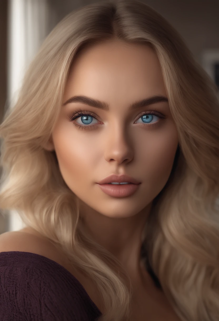 arafed woman fully , sexy girl with blue eyes, ultra realistic, meticulously detailed, portrait sophie mudd, blonde hair and large eyes, selfie of a young woman, bedroom eyes, violet myers, without makeup, natural makeup, looking directly at the camera, face with artgram, subtle makeup, stunning full body shot in the shopping mall, in club, large size bust