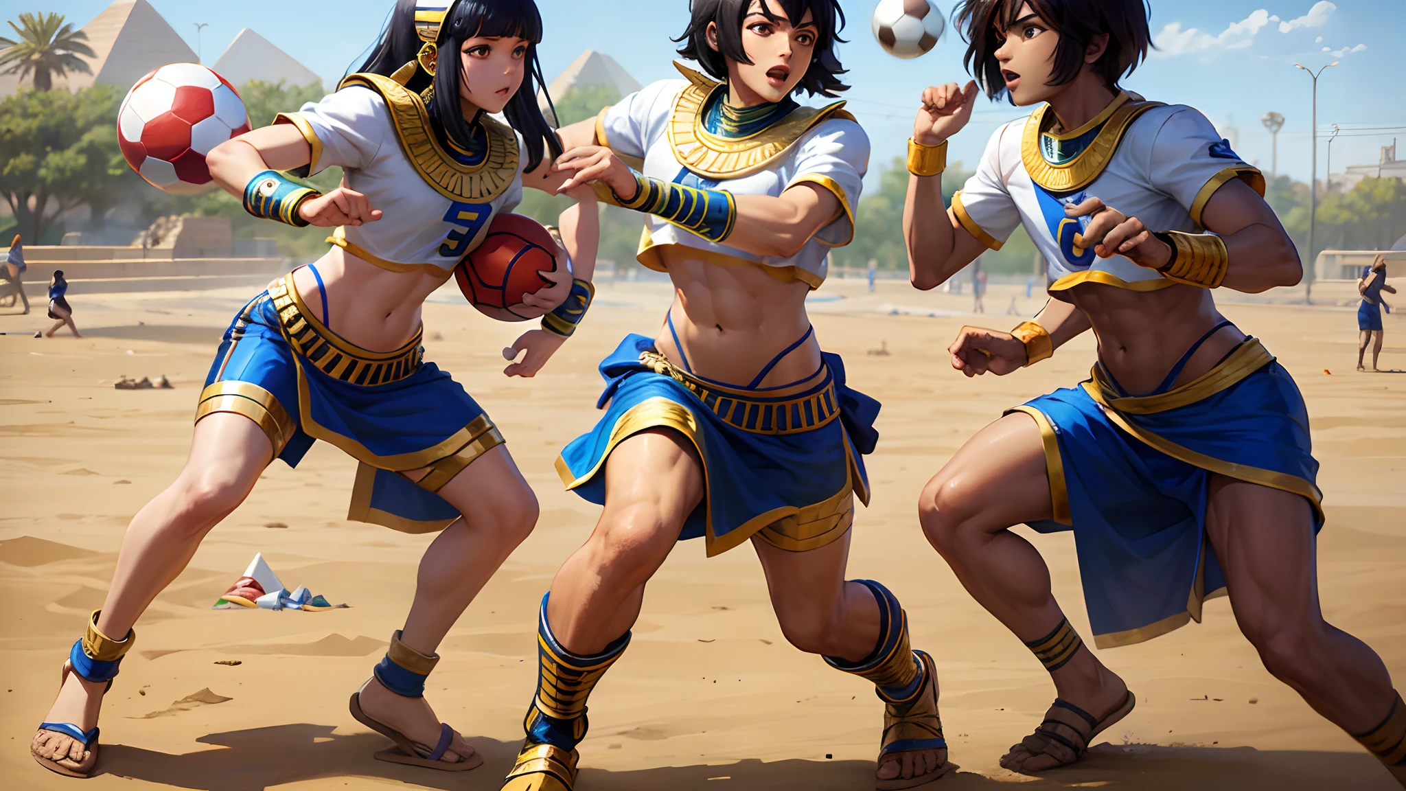 egyptian pharoes playing football --auto --s2