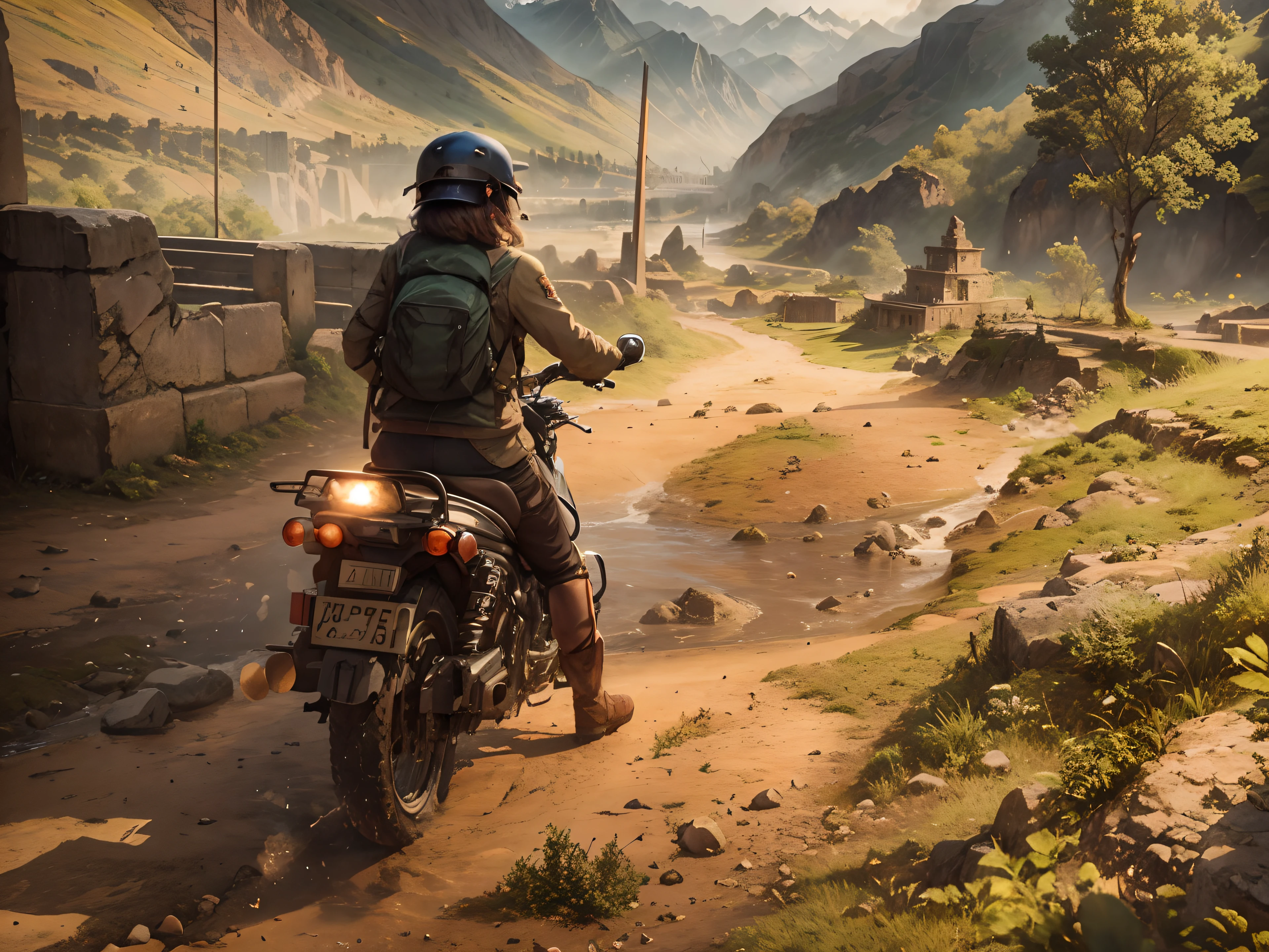 Lost city in the background with mountains and river