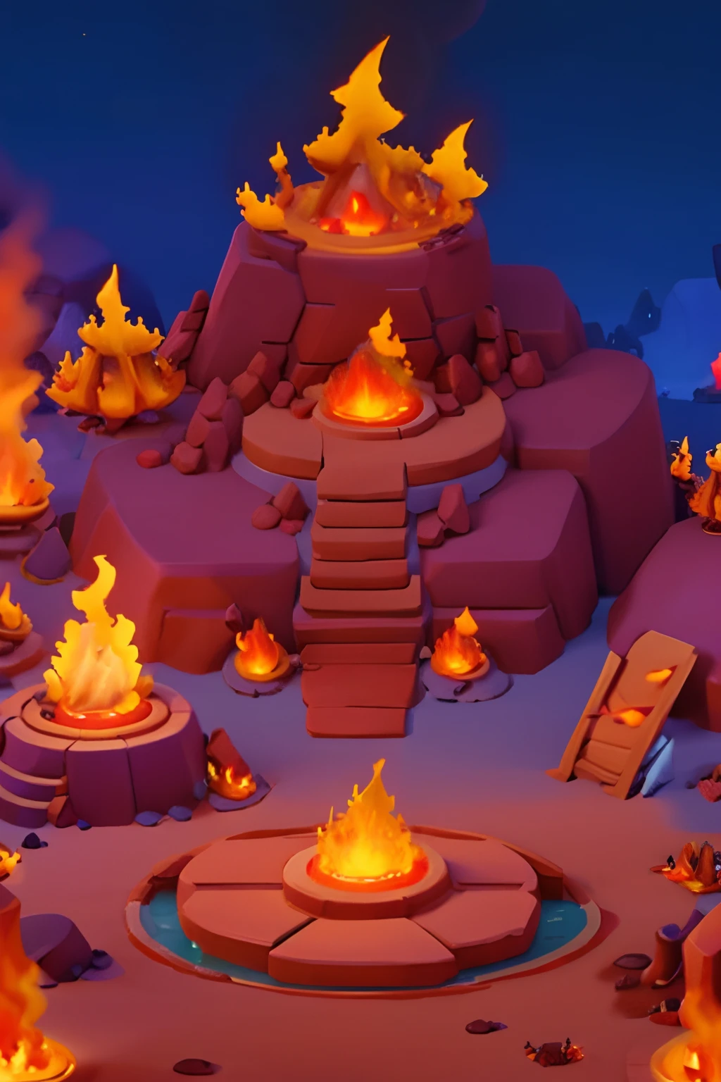 Fire Element Region，Full of eternal magma and dangerous fire elemental creatures