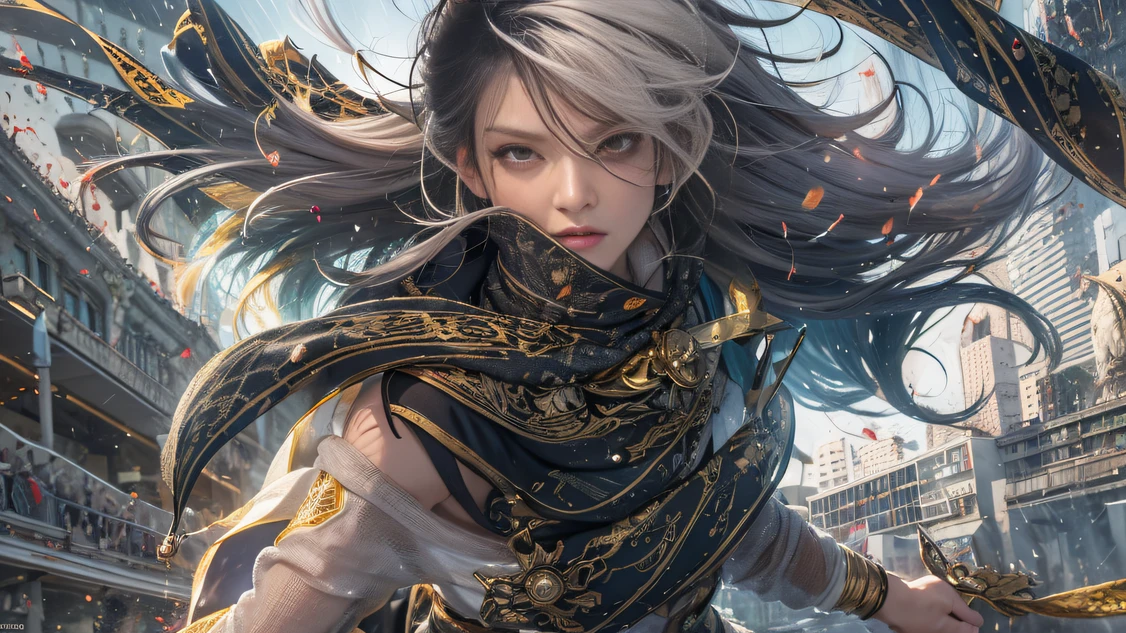 (废墟)Climb the streets(Armageddon)eyes filled with angry,He clenched his fists,Rush up,Deliver a fatal blow to your opponent,full bodyesbian,Full Body Male Mage 32K(Masterpiece Ultra HD)Long flowing black hair,Campsite size,zydink, The wounded lined up in the streets(Doomsday ruins)Climb the streets, The scene of the explosion(Doomsday waste), (Linen batik scarf), Angry fighting stance, looking at the ground, Batik linen bandana, Chinese python pattern long-sleeved garment, rainbowing(Abstract propylene splash:1.2), Dark clouds lightning background,Flour flies(realisticlying:1.4),Black color hair,Flour fluttering,rainbow background, A high resolution, the detail, RAW photogr, Sharp Re, Nikon D850 Film Stock Photo by Jefferies Lee 4 Kodak Portra 400 Camera F1.6 shots, Rich colors, ultra-realistic vivid textures, Dramatic lighting