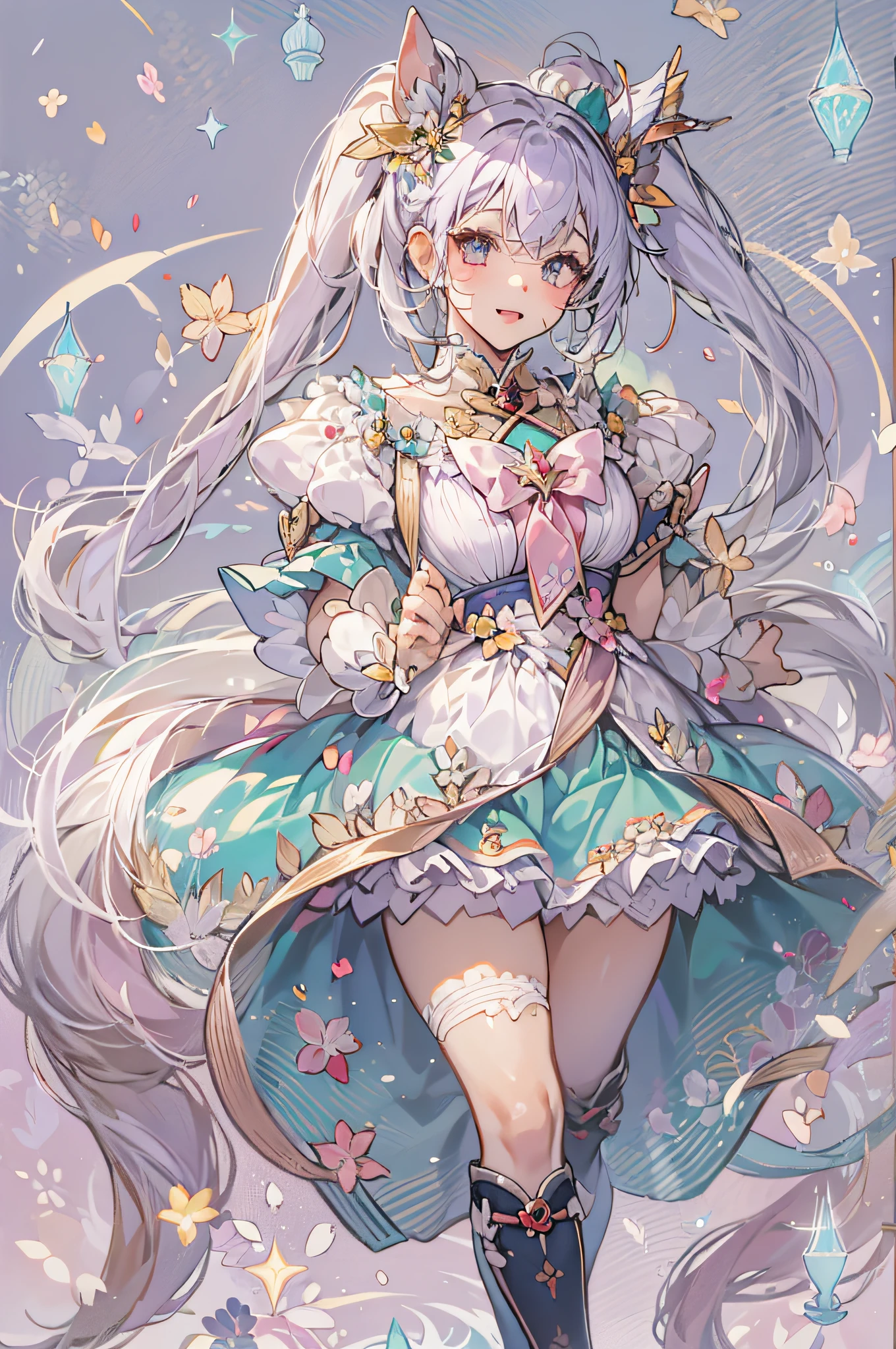 a girl, full body, pony tail hair, magical girl cosplay