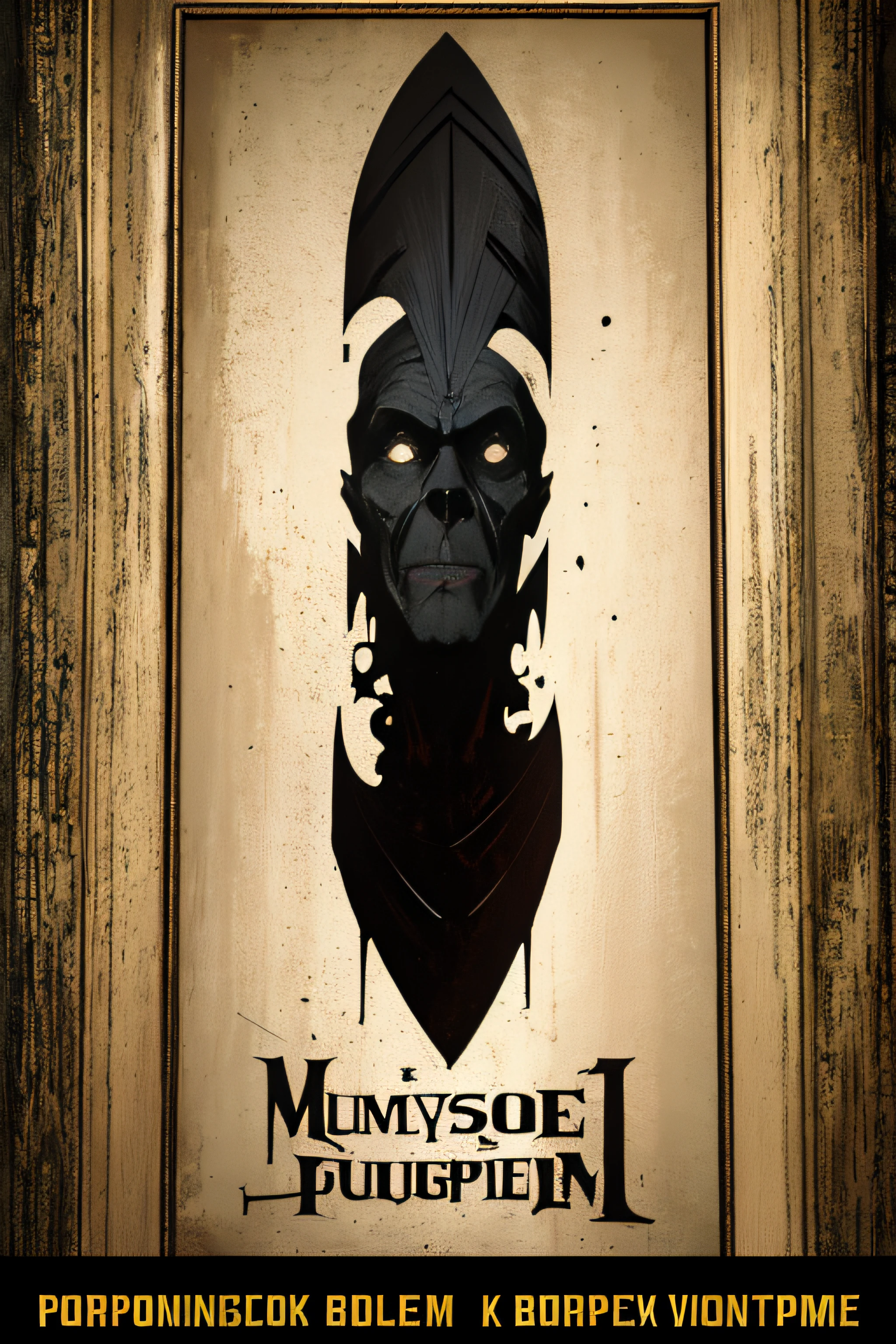 (Masterpiece, Best Quality), 8k Wallpaper, highly detailed, poster, The Mummy, Boris Karloff vintage horror, 1940s, gothic horror thriller cinematic movie poster, Bauhaus, shapes, lines, abstract, propaganda, gothic, movie poster, vintage, horror, low angle shot.
