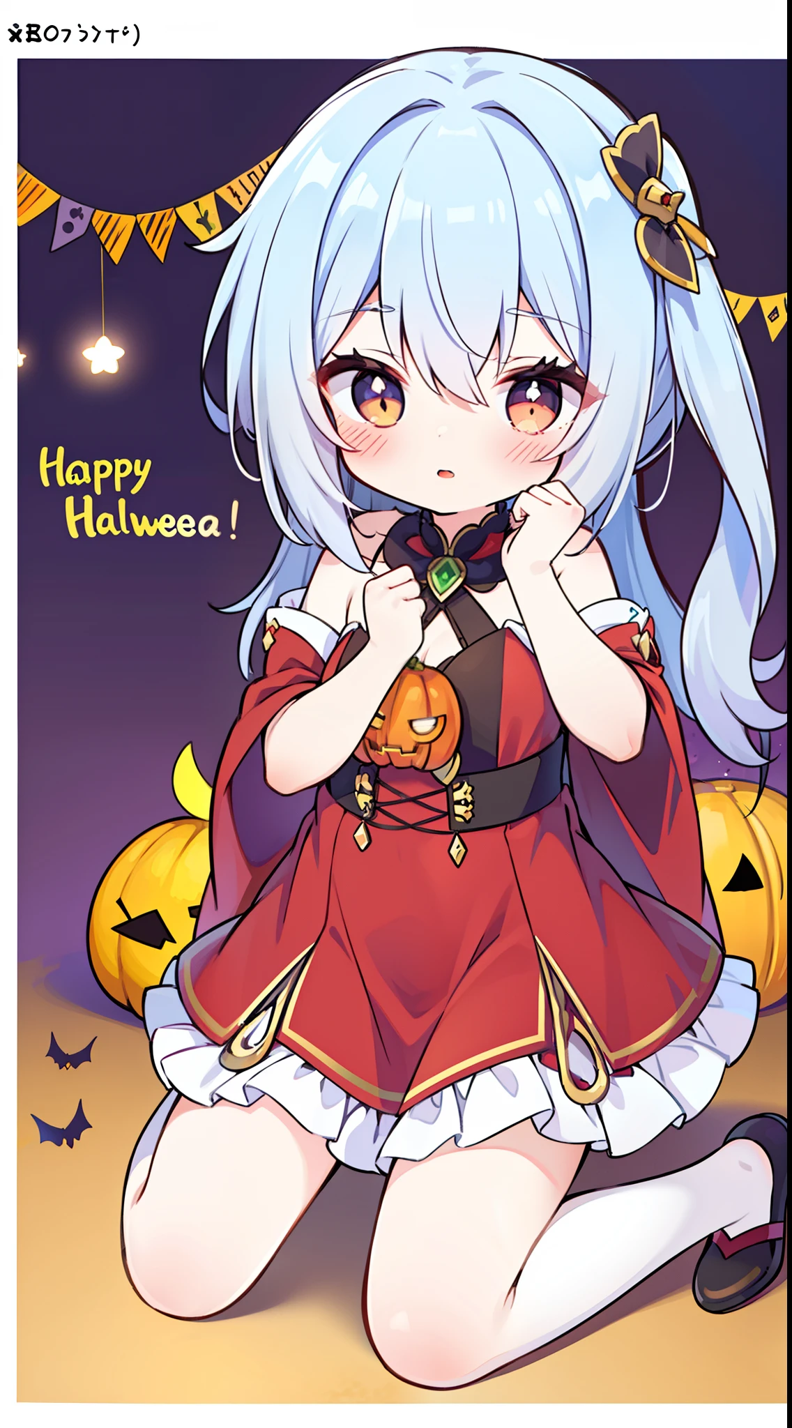 Anime Haruka girls Halloween HD adobe flash wallpaper, Bella's box style, Light maroon and white, traditional oil paintings, Dark silver and light red, flowerpunk, Colorful costumes, End of the 19th century,Kneeling pose,Than heart,Full body photo,