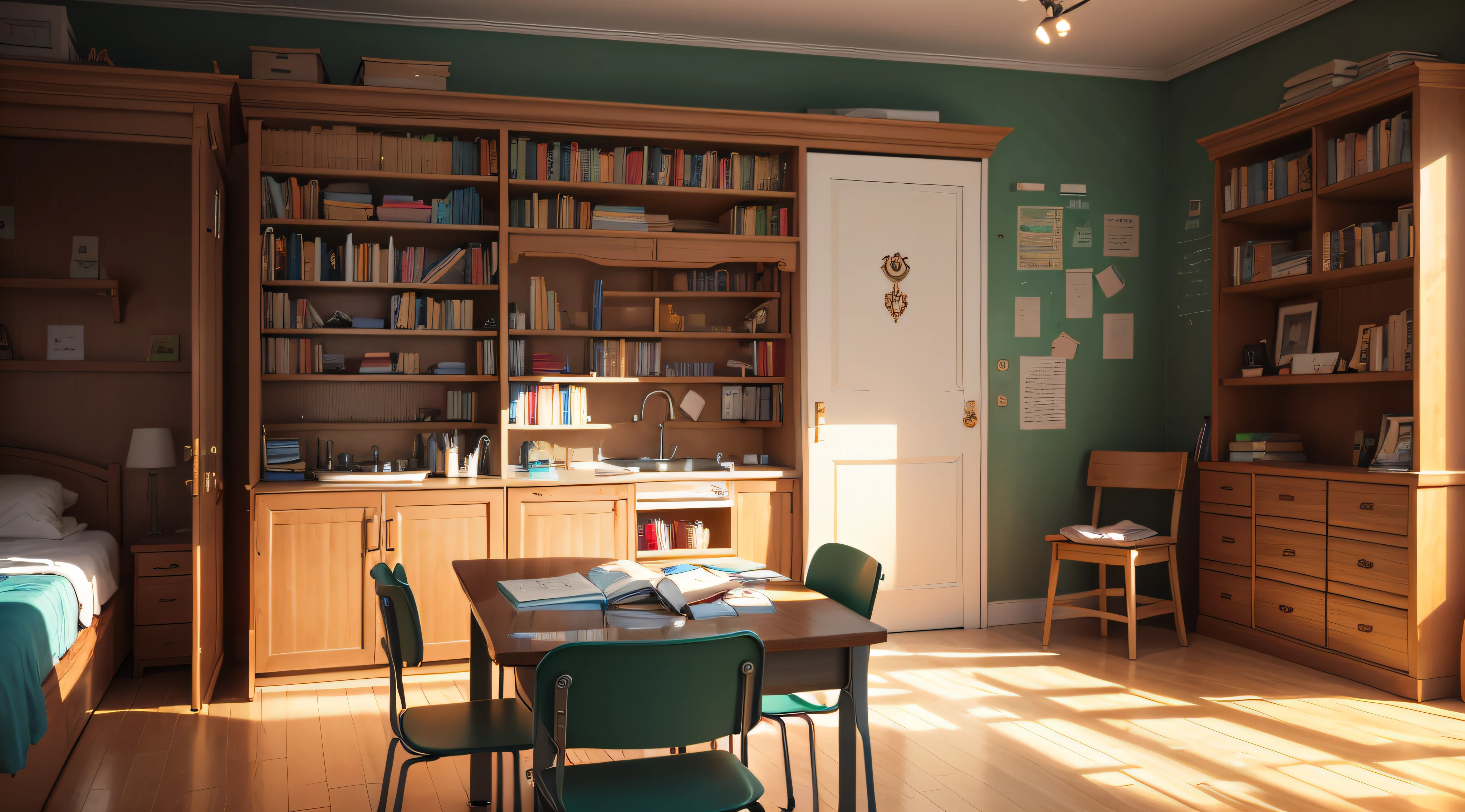 A setting with bookshelves or a table with educational materials, emphasizing the importance of knowledge and learning in perinatal education. --auto