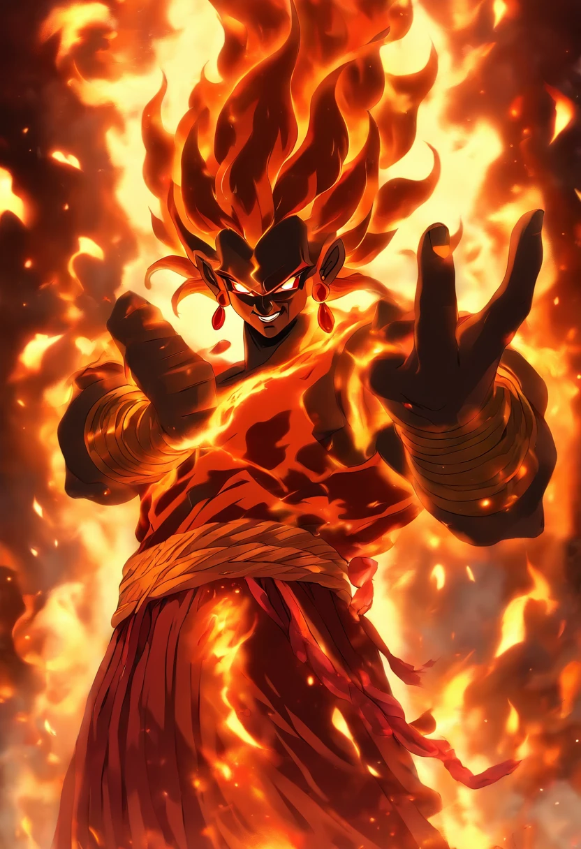 (((AGNI))) best quality, ultra-high resolution, 4K detailed CG, masterpiece,The God of Fire,Indian clothing, Vedic mythology, ((Vedic God)), Vedic painting style, aesthetic, centered on the screen