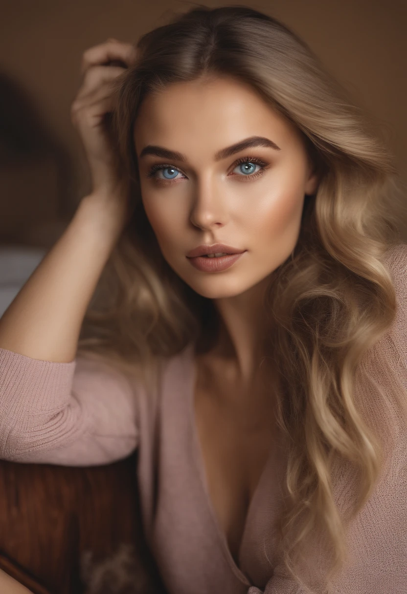 Arafed woman completely , fille sexy aux yeux bleus, ultra realist, Meticulously detailed, Portrait Sophie Mudd, cheveux blonds et grands yeux, selfie of a young woman, Yeux de chambre, Violet Myers, sans maquillage, maquillage naturel, looking straight at camera, Visage avec Artgram, Maquillage subtil, Great photo of the whole body kneeling on the bed, dans la chambre, Medium to large bust; ; ;nu, Montrant, medium to large exposed breasts, Shaved bottom,
