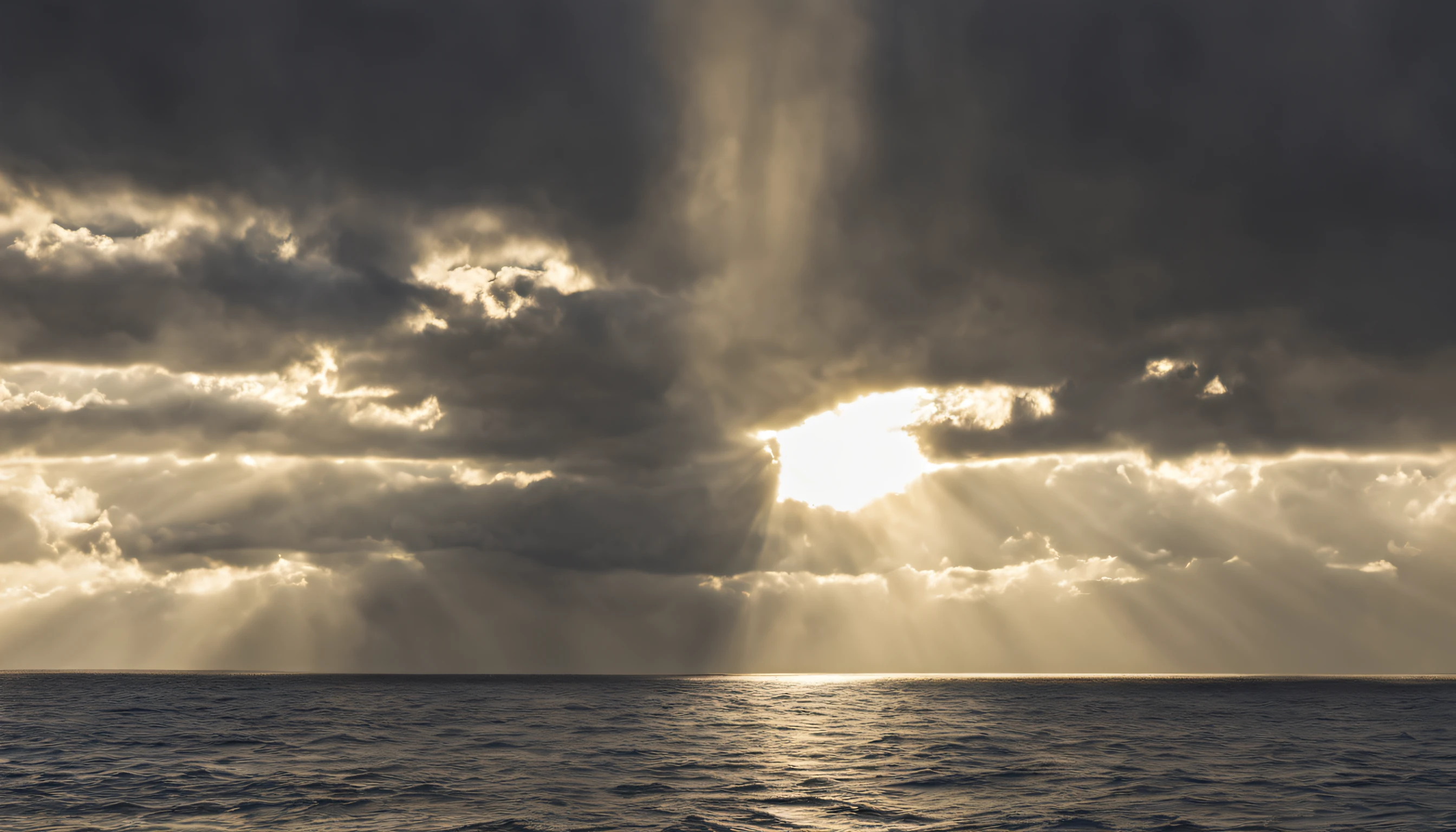 The sun shines through the clouds and the sea，Rocks and waves, God Sun Rays, Divine rays shining from above, Sunlight breaks through the clouds, Divine Rays, Luz Divina, Divine Rays, The sun's rays between the clouds, Highly detailed divine rays, Light coming from above, Sacred rays, God Light, God Light, God - Ray、kosmos