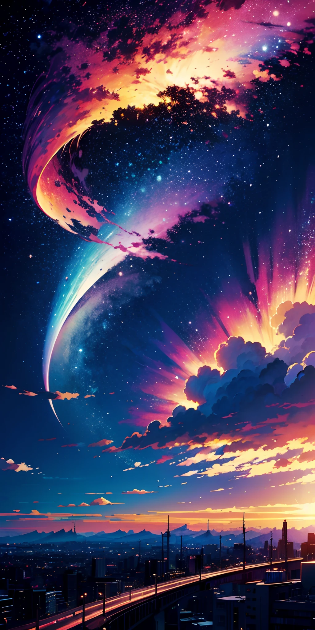 anime anime wallpapers with a view of the sky and stars, cosmic skies. by makoto shinkai, anime art wallpaper 4 k, anime art wallpaper 4k, anime art wallpaper 8 k, anime sky, amazing wallpaper, anime wallpaper 4 k, anime wallpaper 4k, 4k anime wallpaper, makoto shinkai cyril rolando, anime background art