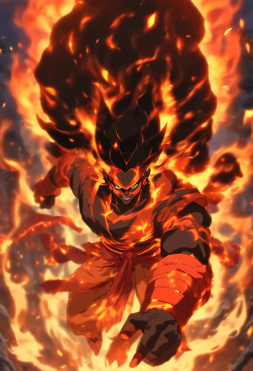 (((AGNI))) best quality, ultra-high resolution, 4K detailed CG, masterpiece, Man, Three legs, Seven hands, Fire, Indian clothing, Hindu mythology, ((Hindu God)), Painting style Hinduist, aesthetic, screen-centric