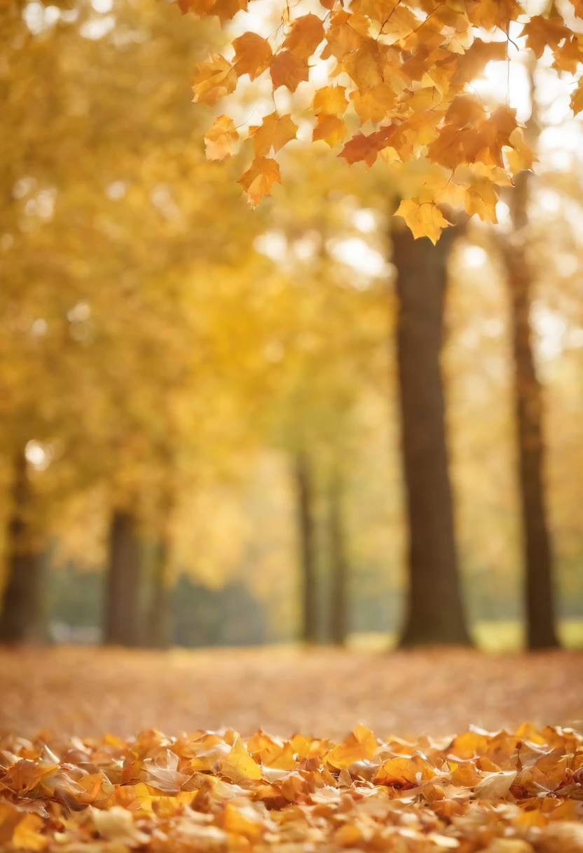 autumn, the trees, leaves, Leaves flying in the air, Bokeh background, Blur