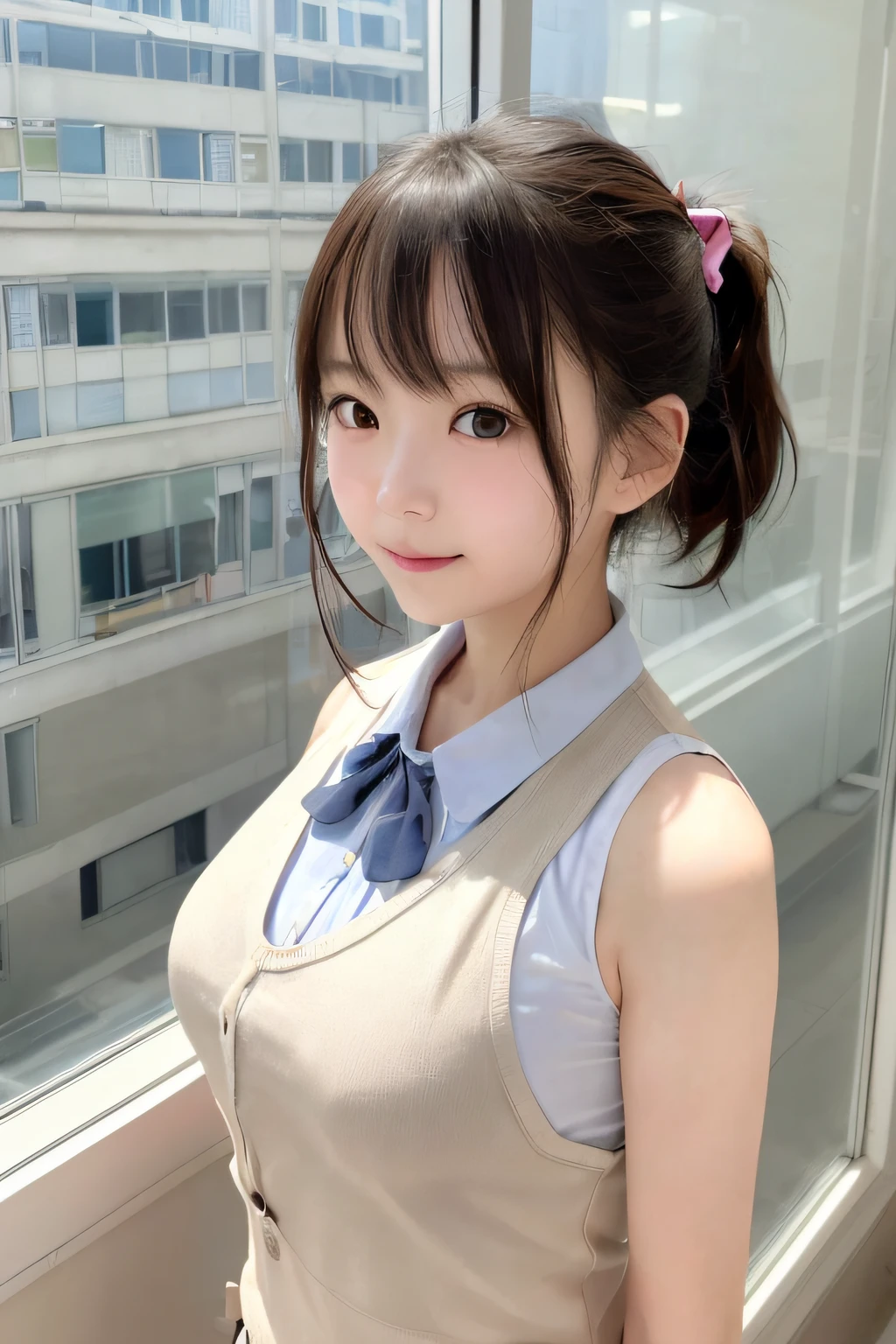 (masterpiece:1.2、top-quality、8K)、(Authentic images、intricate-detail)、独奏、Female 1 Person、gals、Schools、student clothes、exposed boob、Erokawa Idol、女優:1.3、hposing Gravure Idol、Tempting smile